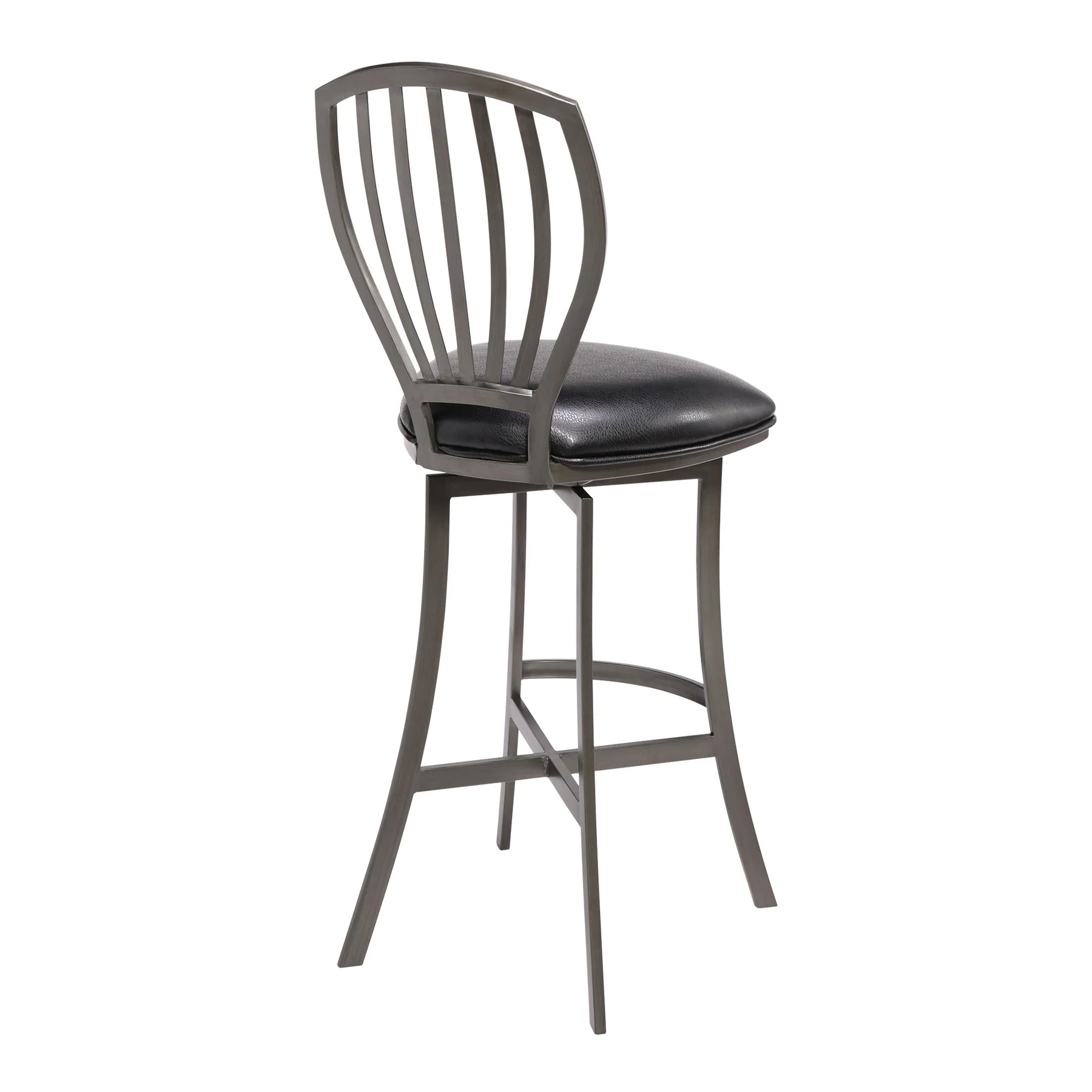 Sandy Contemporary 26" Counter Height Barstool in Mineral Finish and Black Faux Leather - Image 2