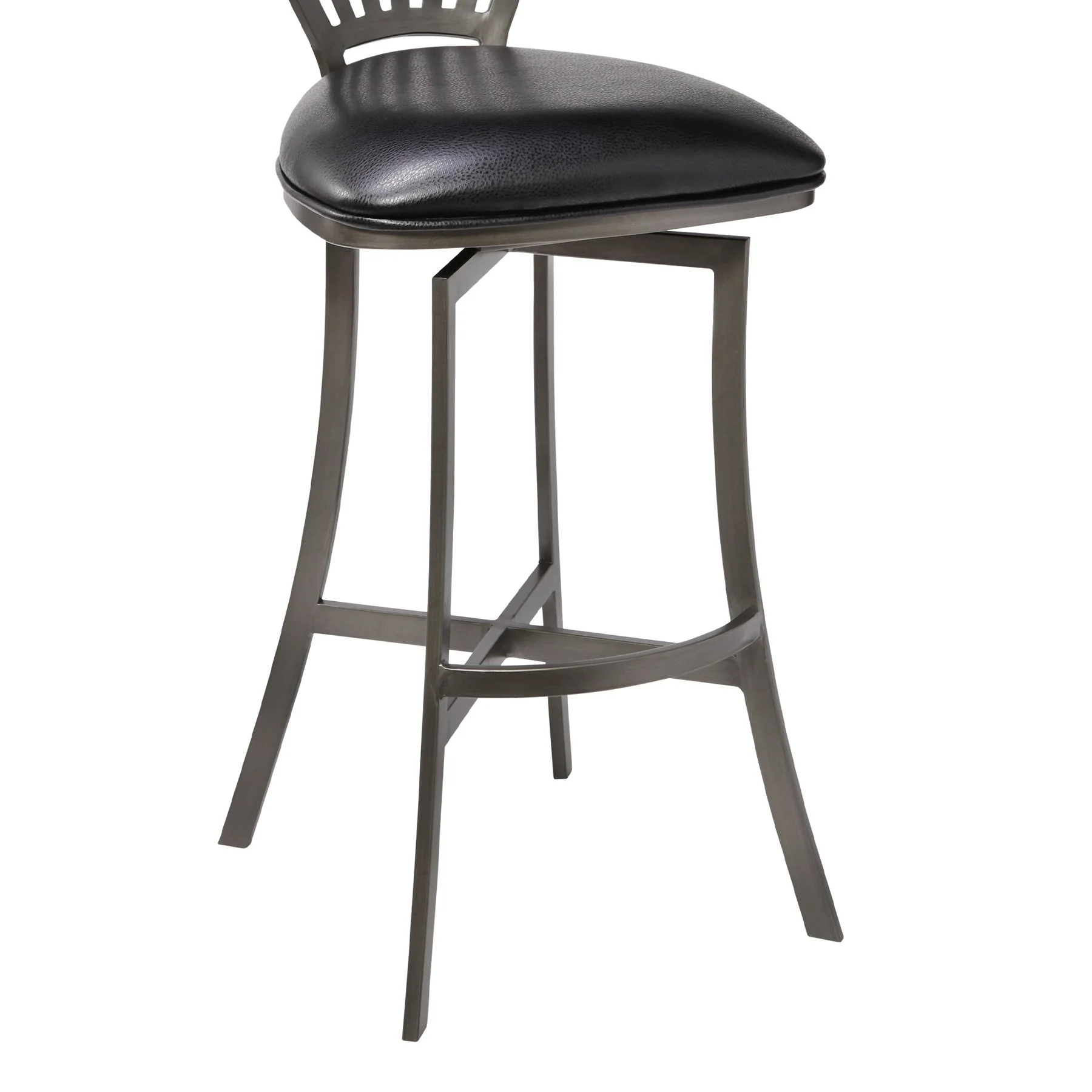 Sandy Contemporary 26" Counter Height Barstool in Mineral Finish and Black Faux Leather - Image 5