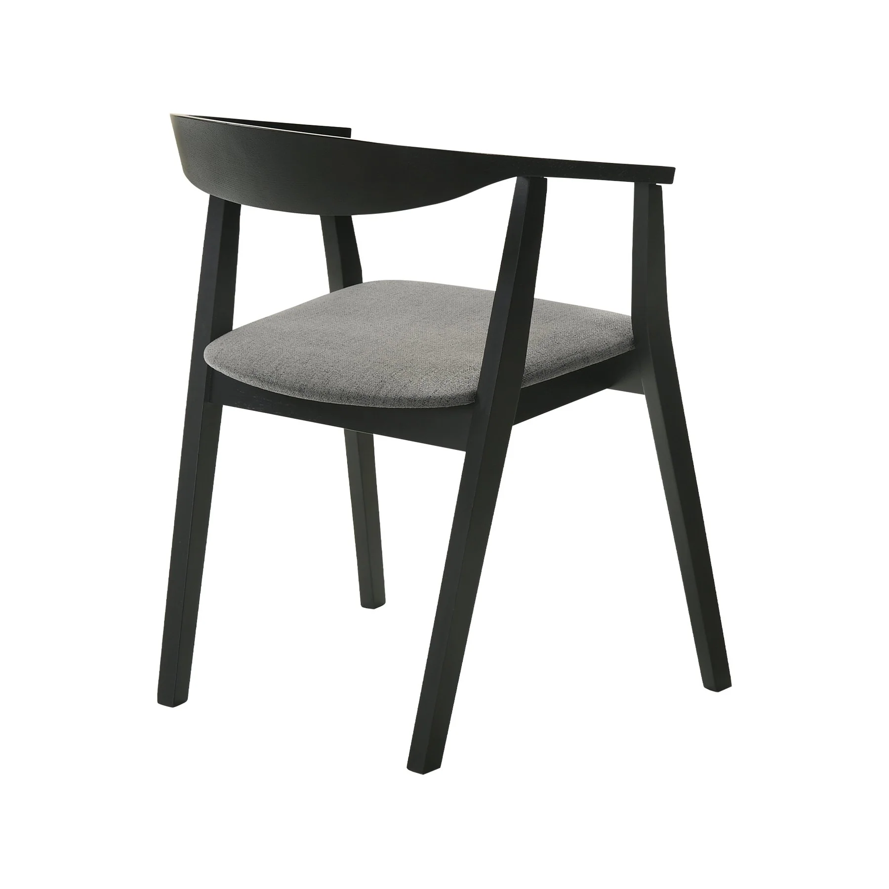 Santana 5 Piece Round Black Wood Dining Table Set with Charcoal Fabric - Image 3