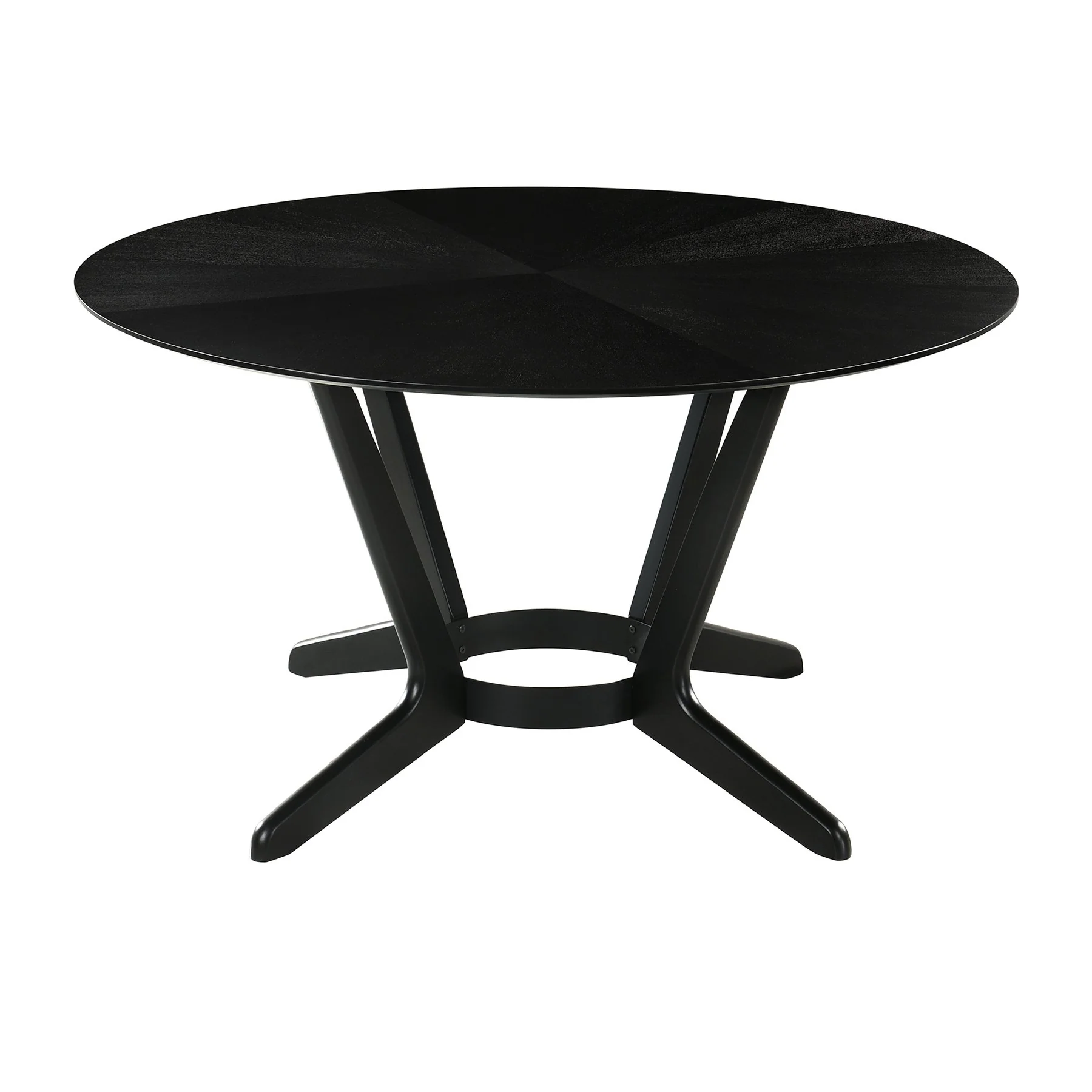 Santana 5 Piece Round Black Wood Dining Table Set with Charcoal Fabric - Image 5