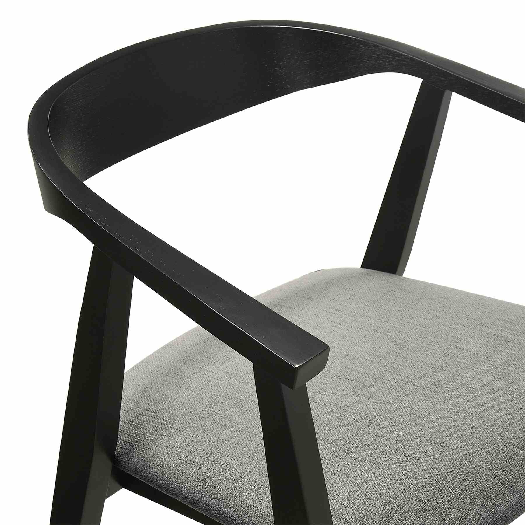 Santana 5 Piece Round Black Wood Dining Table Set with Charcoal Fabric - Image 6