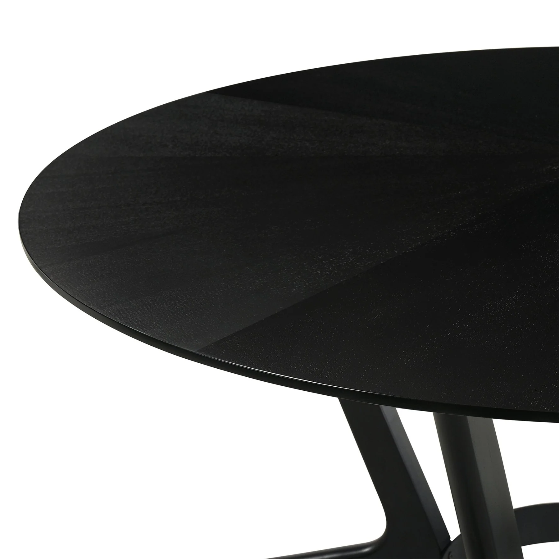 Santana 5 Piece Round Black Wood Dining Table Set with Charcoal Fabric - Image 8