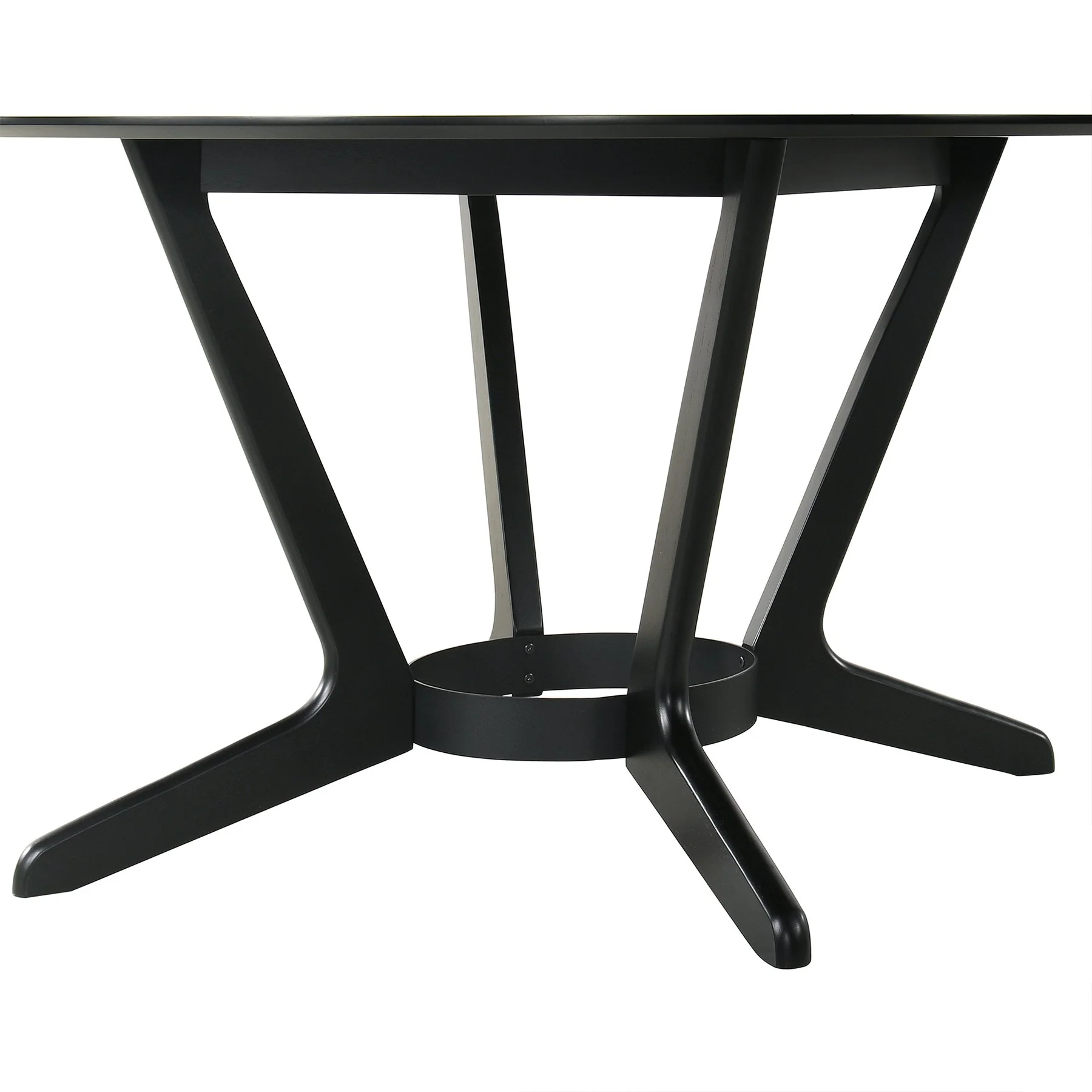 Santana 5 Piece Round Black Wood Dining Table Set with Charcoal Fabric - Image 9