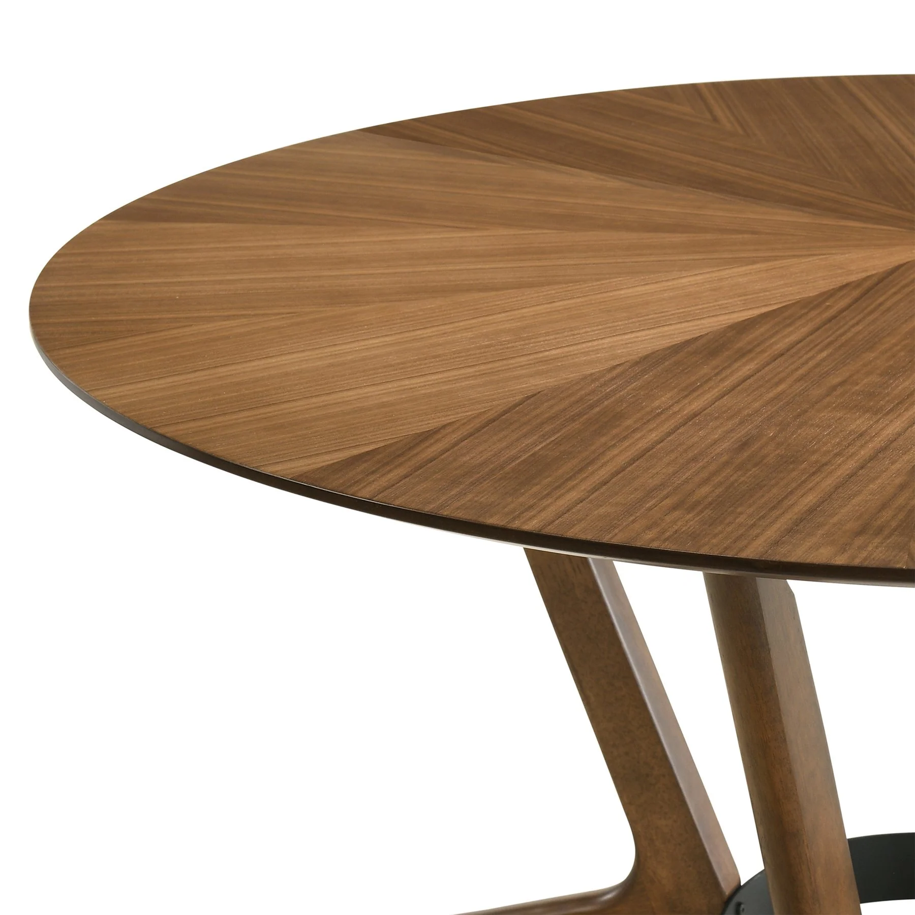 Santana 5 Piece Round Walnut Wood Dining Table Set with Charcoal Fabric - Image 8
