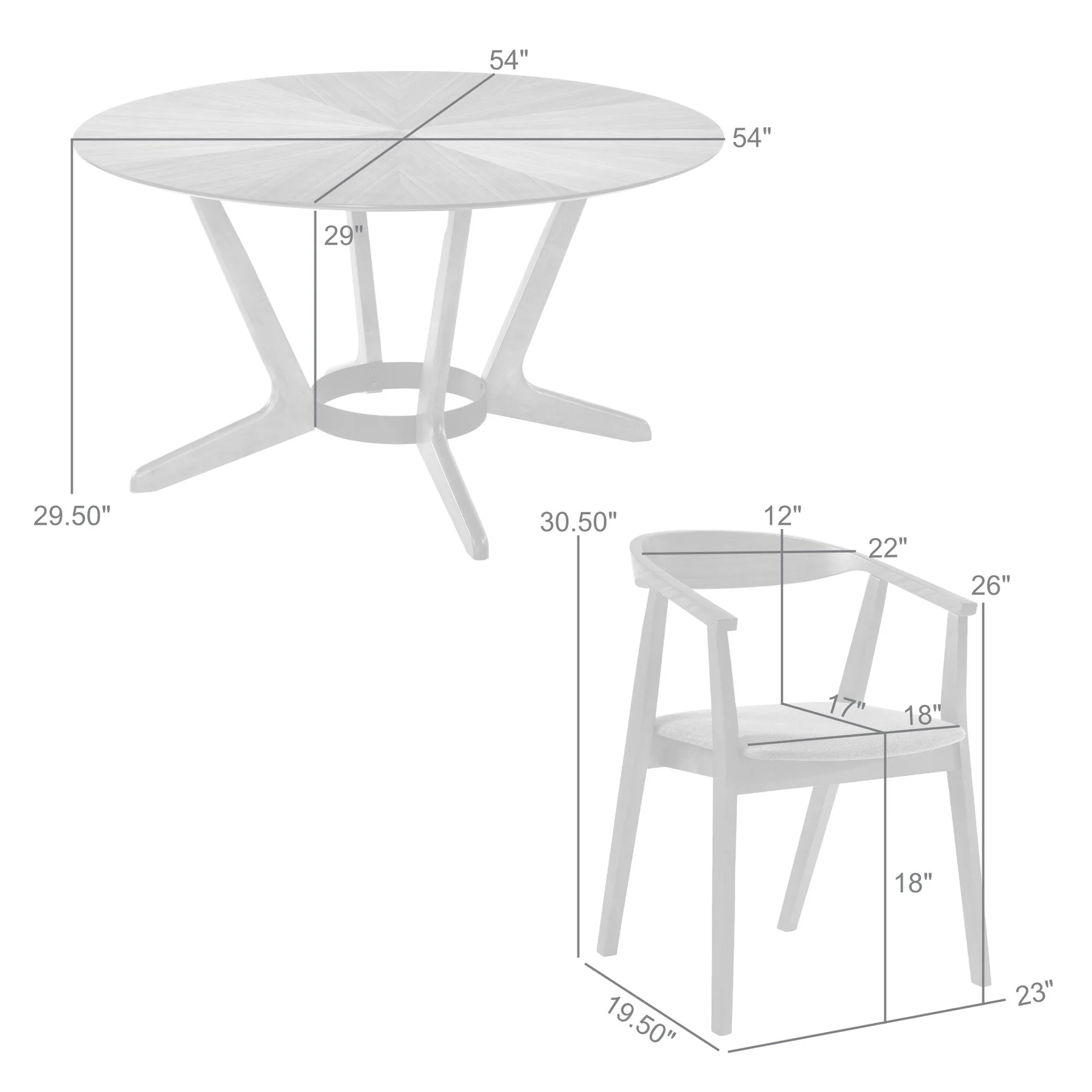 Santana 5 Piece Round Walnut Wood Dining Table Set with Orange Fabric - Image 10