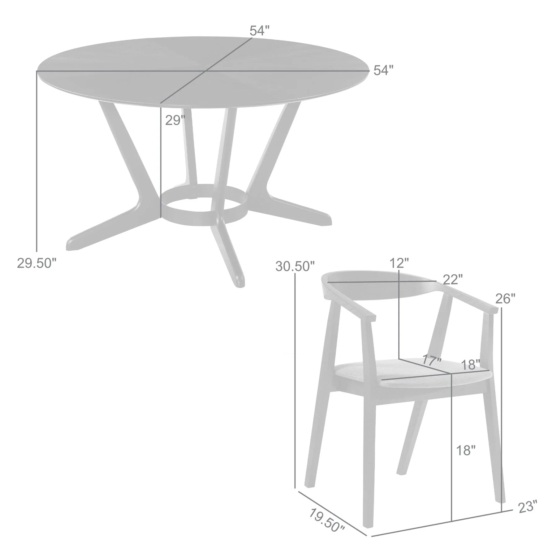 Santana 7 Piece Round Black Wood Dining Table Set with Charcoal Fabric - Image 10