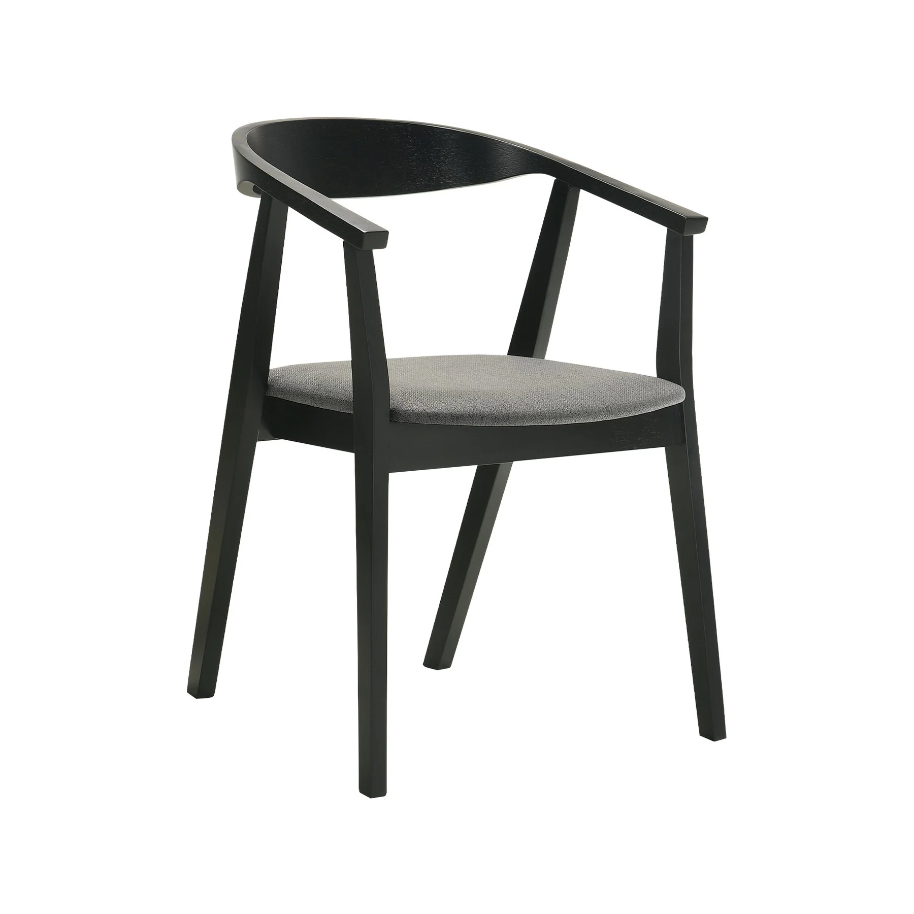 Santana 7 Piece Round Black Wood Dining Table Set with Charcoal Fabric - Image 2