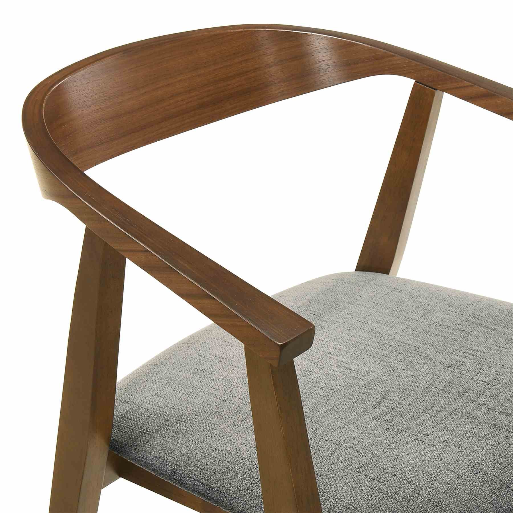 Santana 7 Piece Round Walnut Wood Dining Table Set with Charcoal Fabric - Image 6