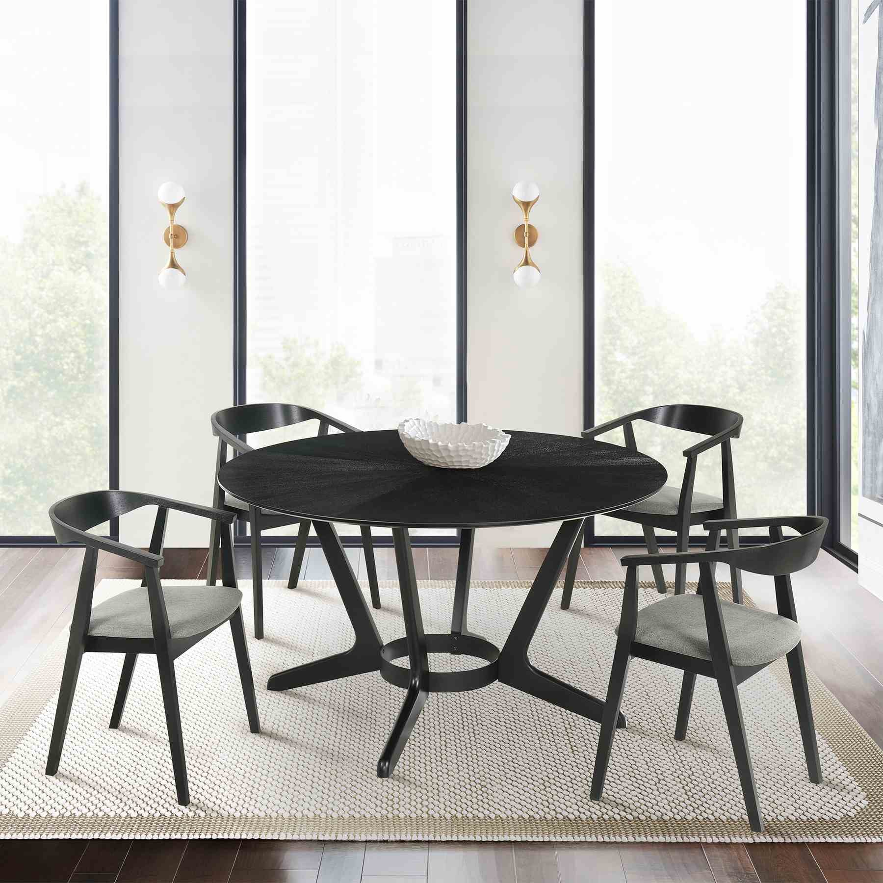 Santana Round Wood Dining Table in Black Finish - Image 7