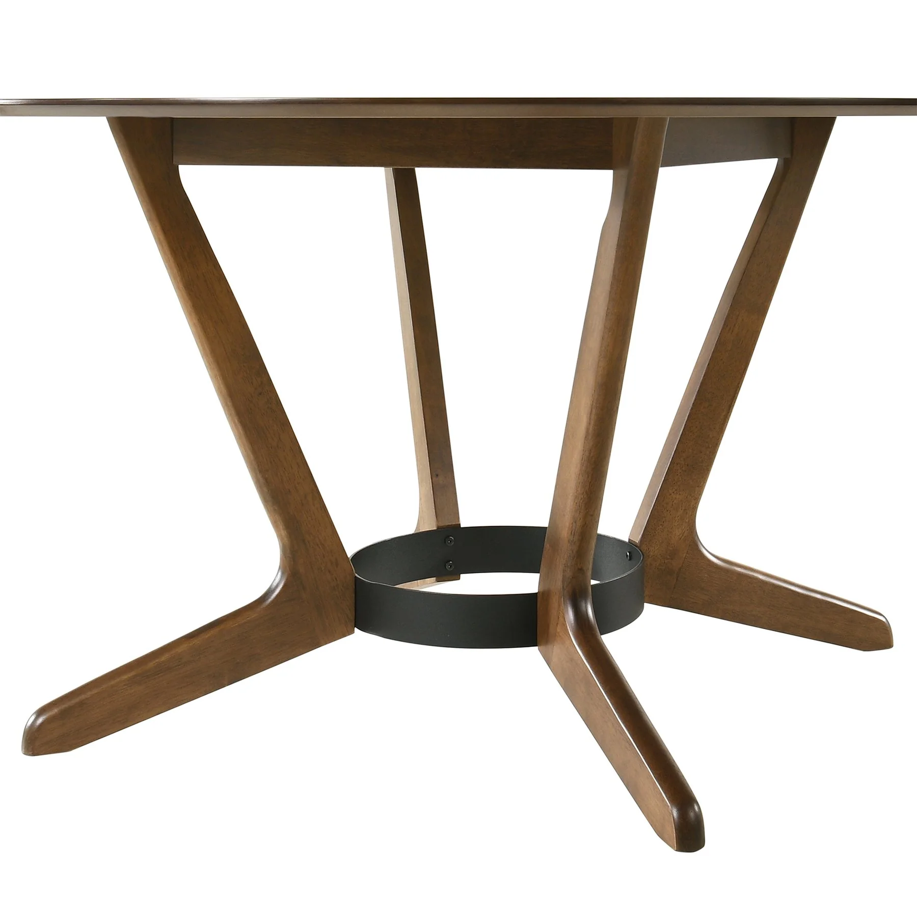 Santana Round Wood Dining Table in Walnut Finish - Image 4
