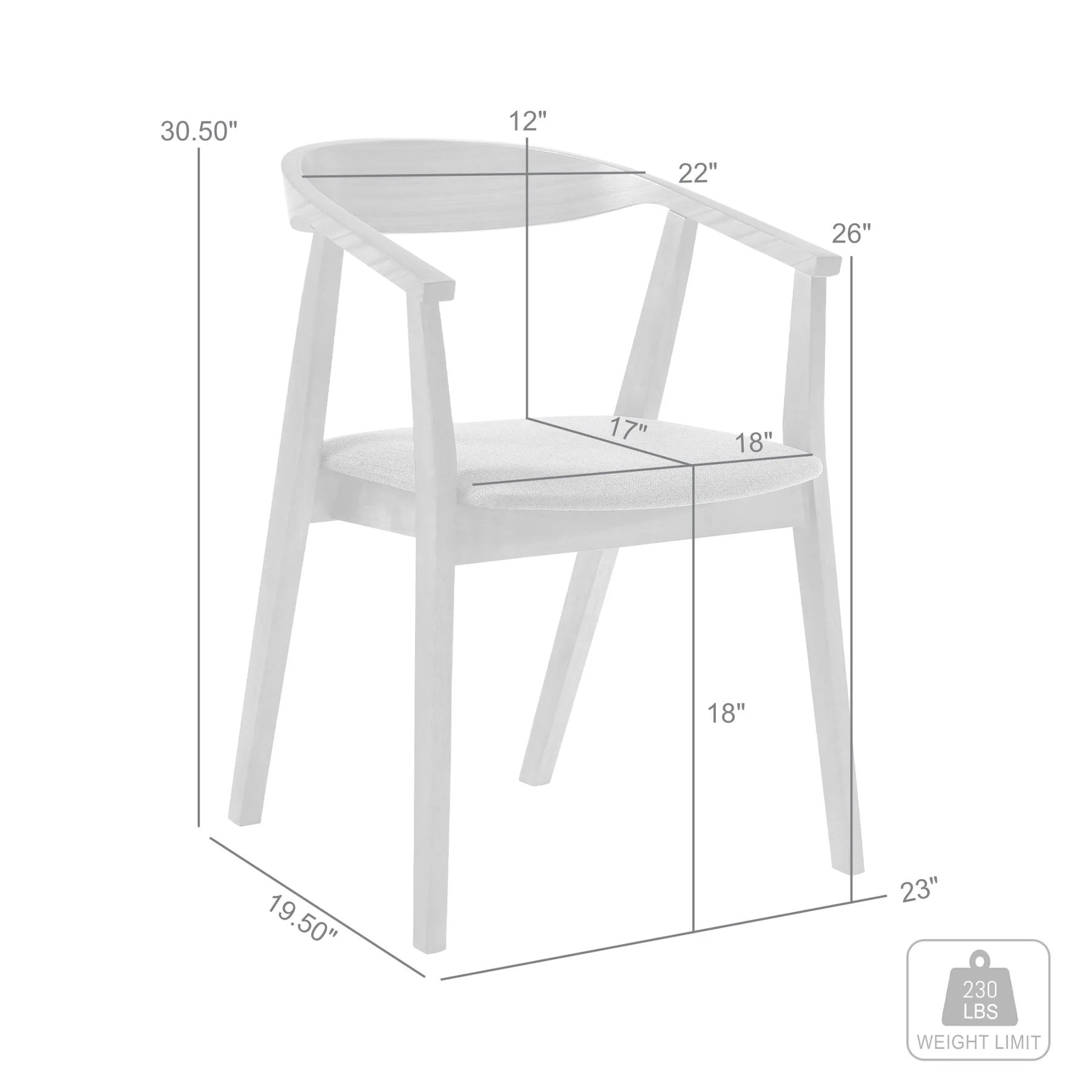 Santana Wood Dining Chair in Walnut Finish with Blue Fabric - Set of 2 - Image 7