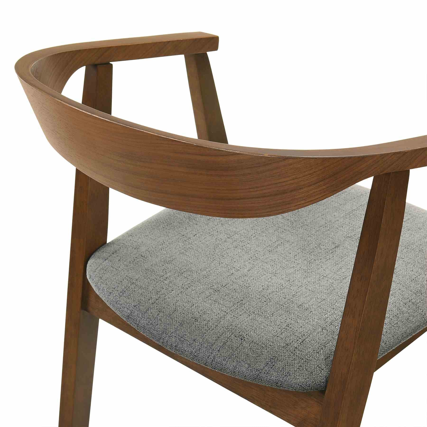 Santana Wood Dining Chair in Walnut Finish with Charcoal Fabric - Set of 2 - Image 6