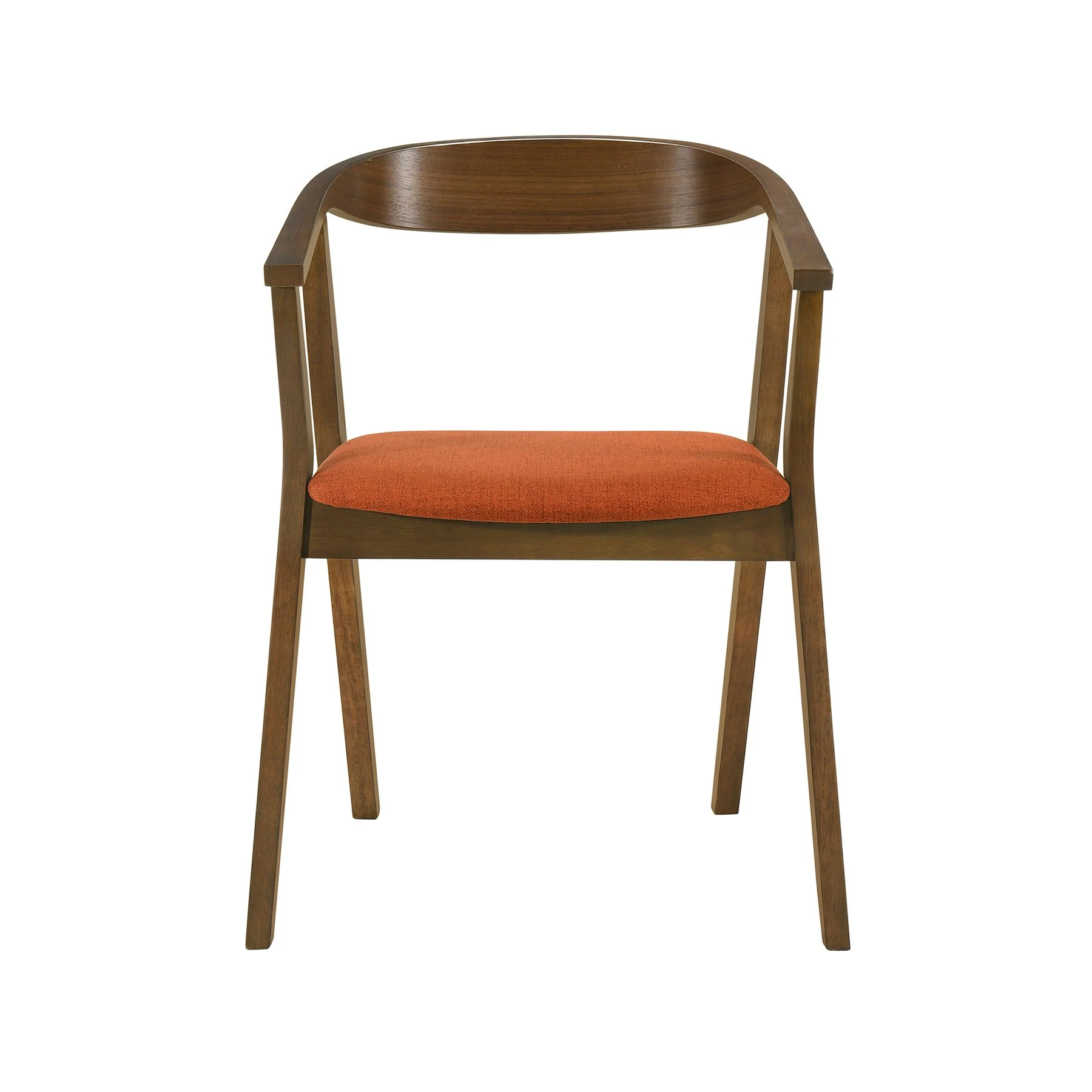 Santana Wood Dining Chair in Walnut Finish with Orange Fabric - Set of 2 - Image 3