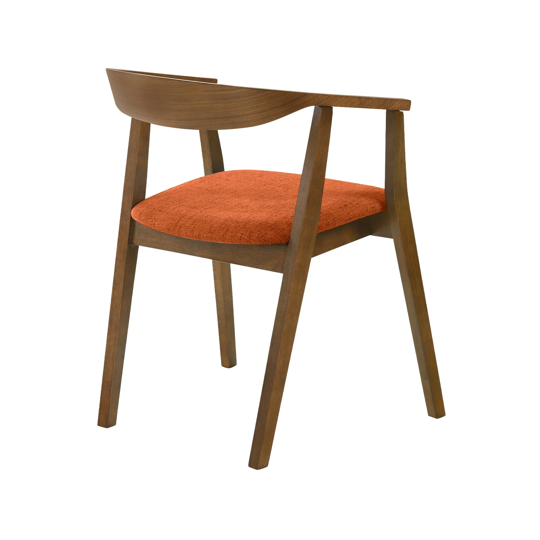 Santana Wood Dining Chair in Walnut Finish with Orange Fabric - Set of 2 - Image 4