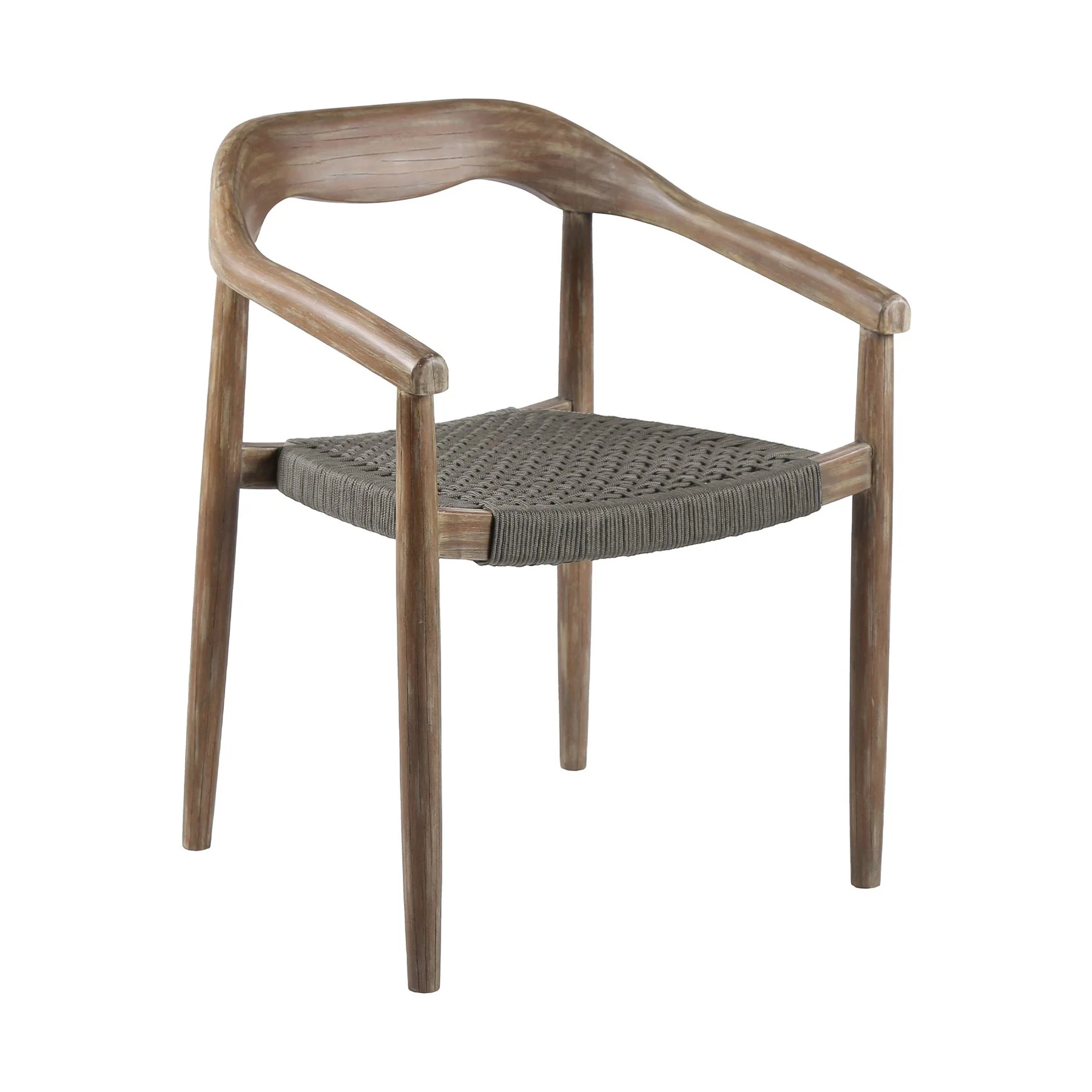 Santo Indoor Outdoor Stackable Dining Chair in Eucalyptus Wood with Charcoal Rope - Set of 2 - Image 2