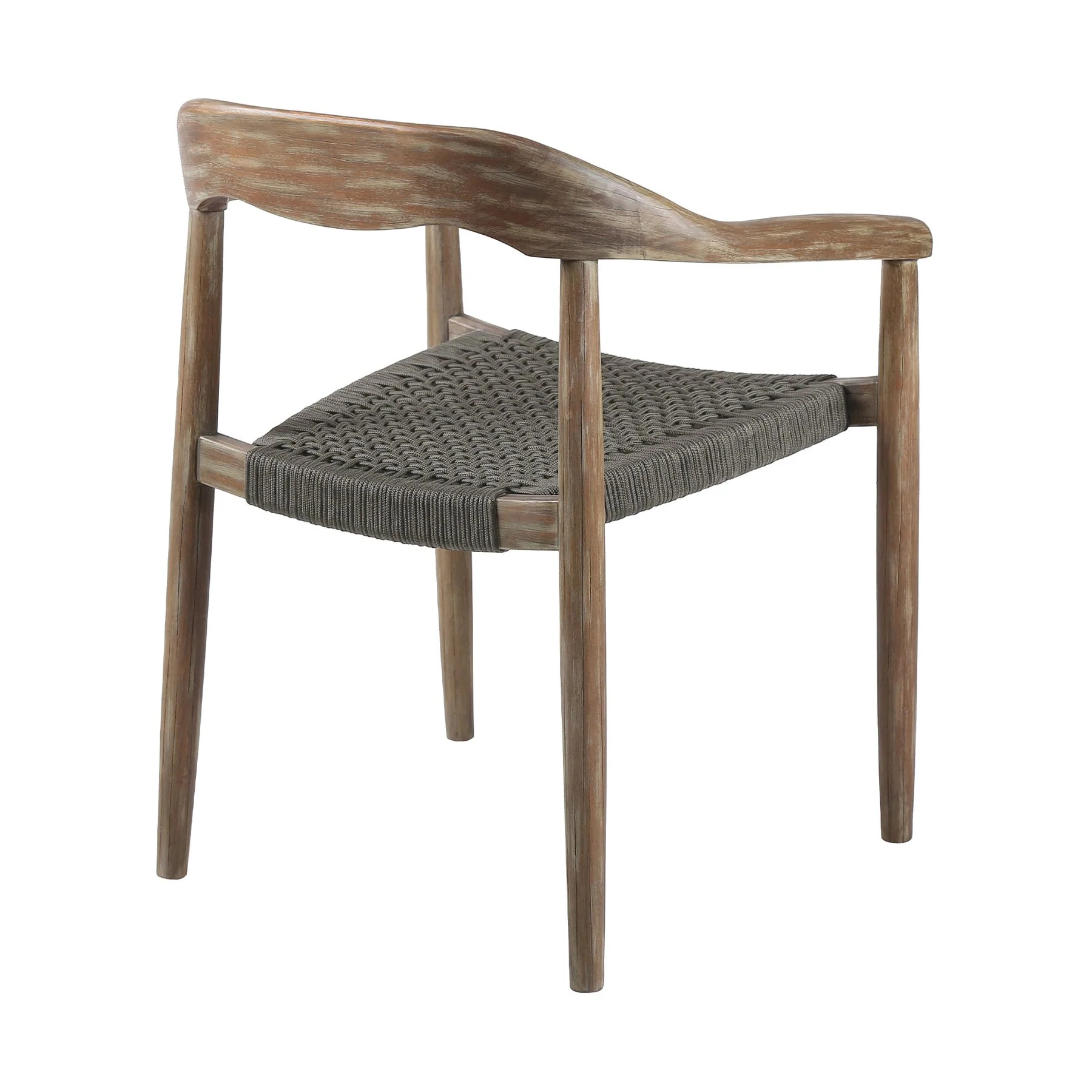 Santo Indoor Outdoor Stackable Dining Chair in Eucalyptus Wood with Charcoal Rope - Set of 2 - Image 3