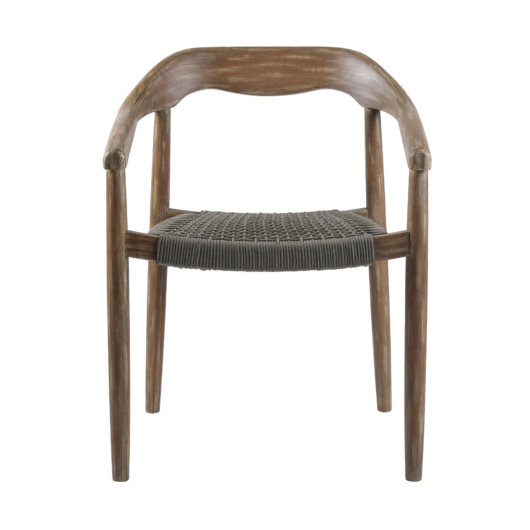 Santo Indoor Outdoor Stackable Dining Chair in Eucalyptus Wood with Charcoal Rope - Set of 2 - Image 4