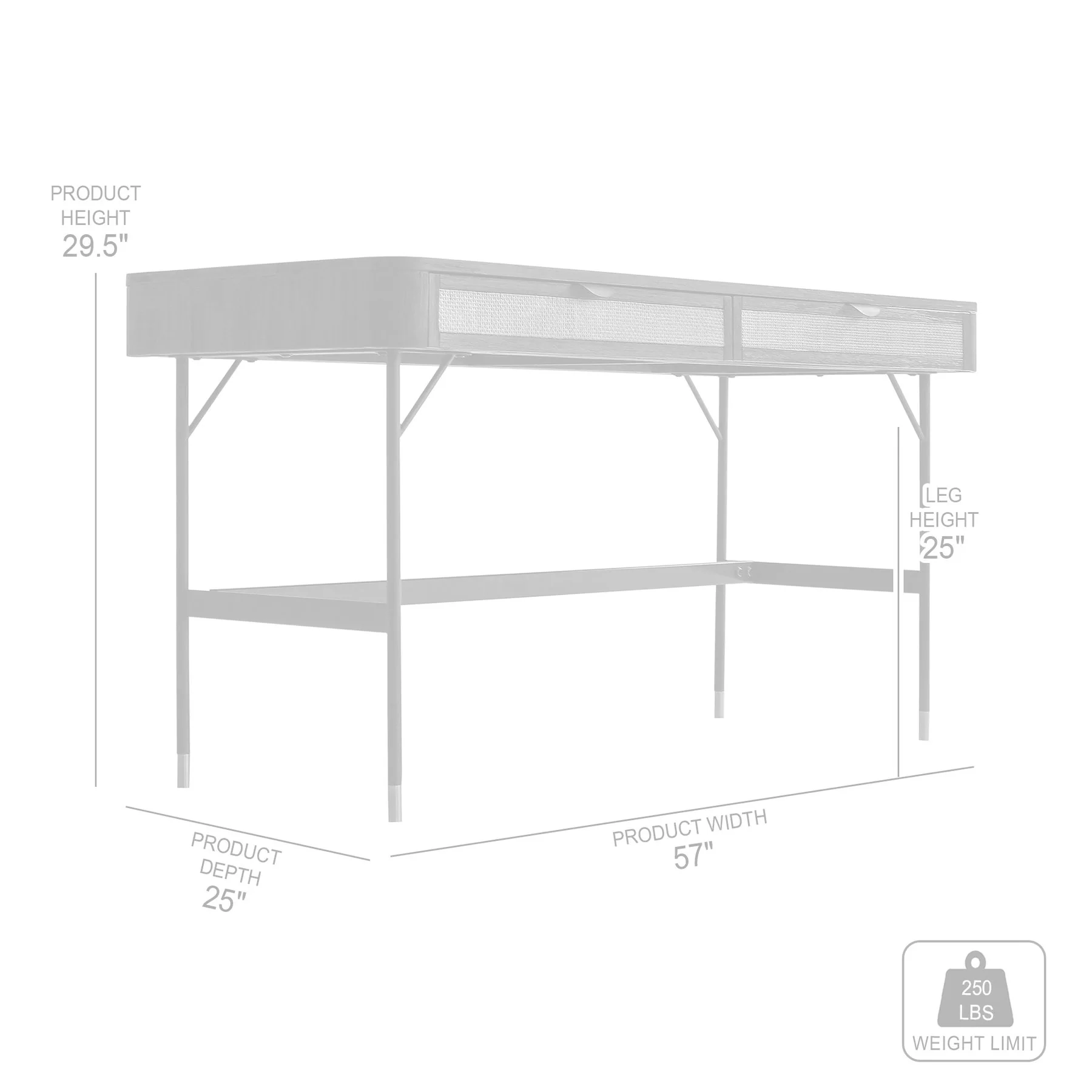 Saratoga 2 Drawer Desk in Black Acacia with Rattan - Image 6