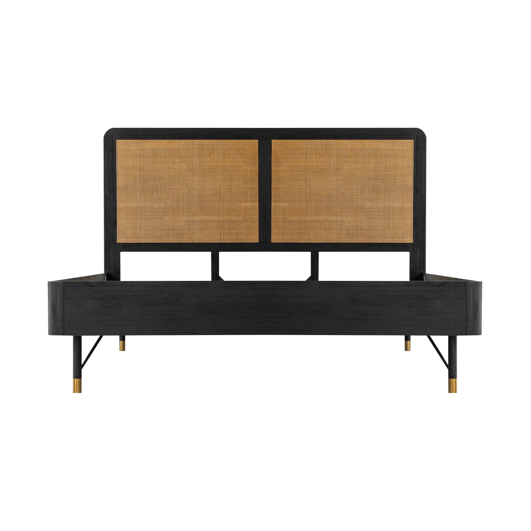 Saratoga 4 Piece King Bedroom Set in Black Acacia Wood and Rattan - Image 2
