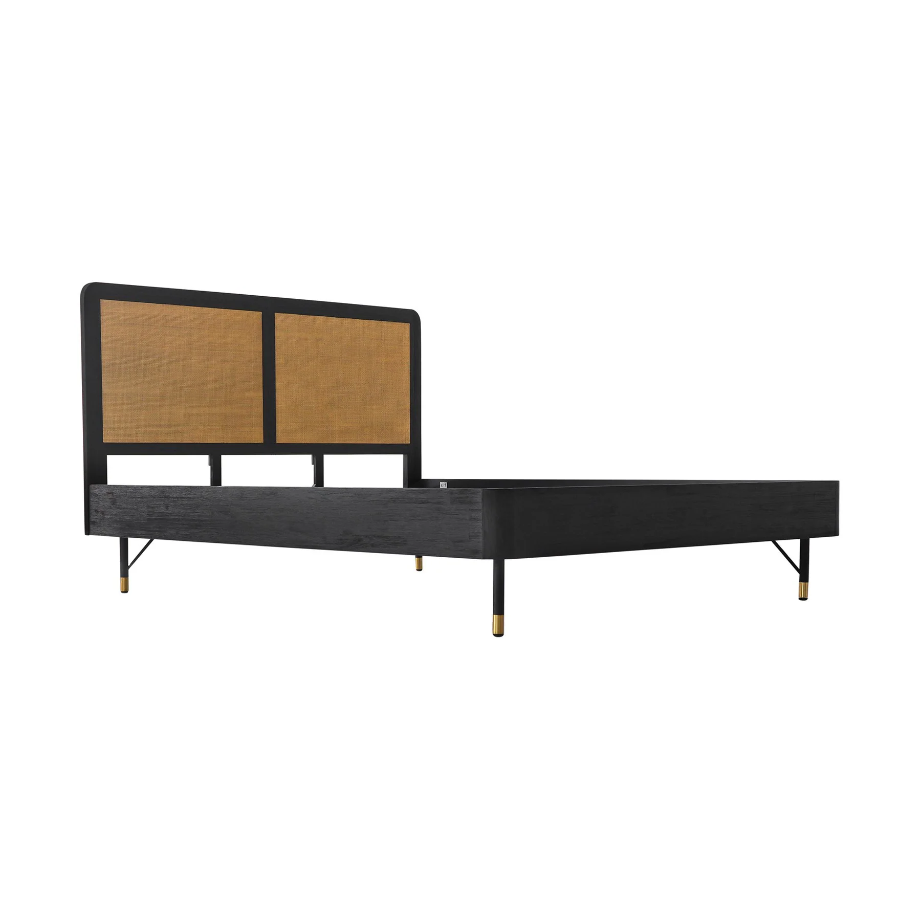 Saratoga 4 Piece King Bedroom Set in Black Acacia Wood and Rattan - Image 3