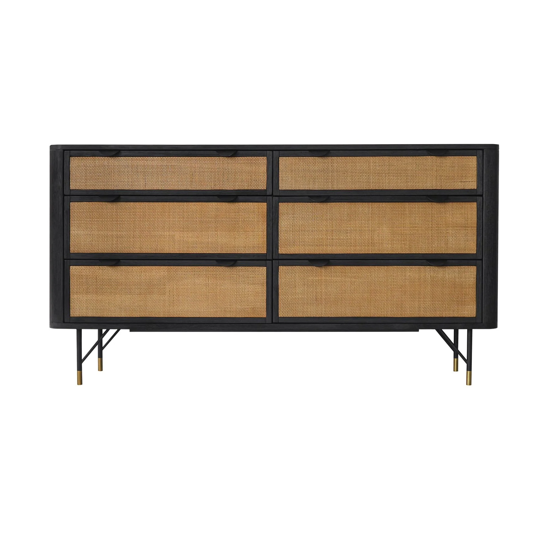 Saratoga 4 Piece Queen Bedroom Set in Black Acacia Wood and Rattan - Image 4