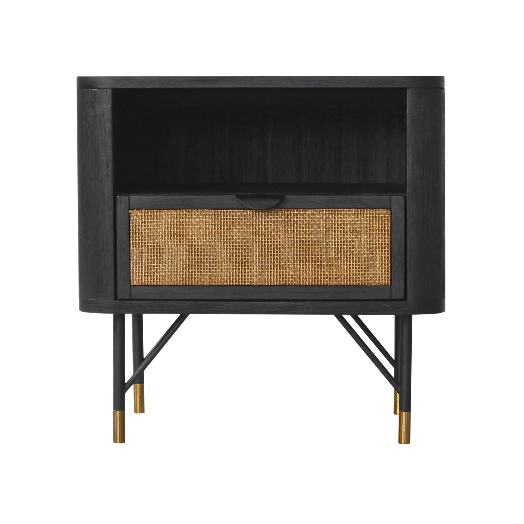 Saratoga 4 Piece Queen Bedroom Set in Black Acacia Wood and Rattan - Image 6