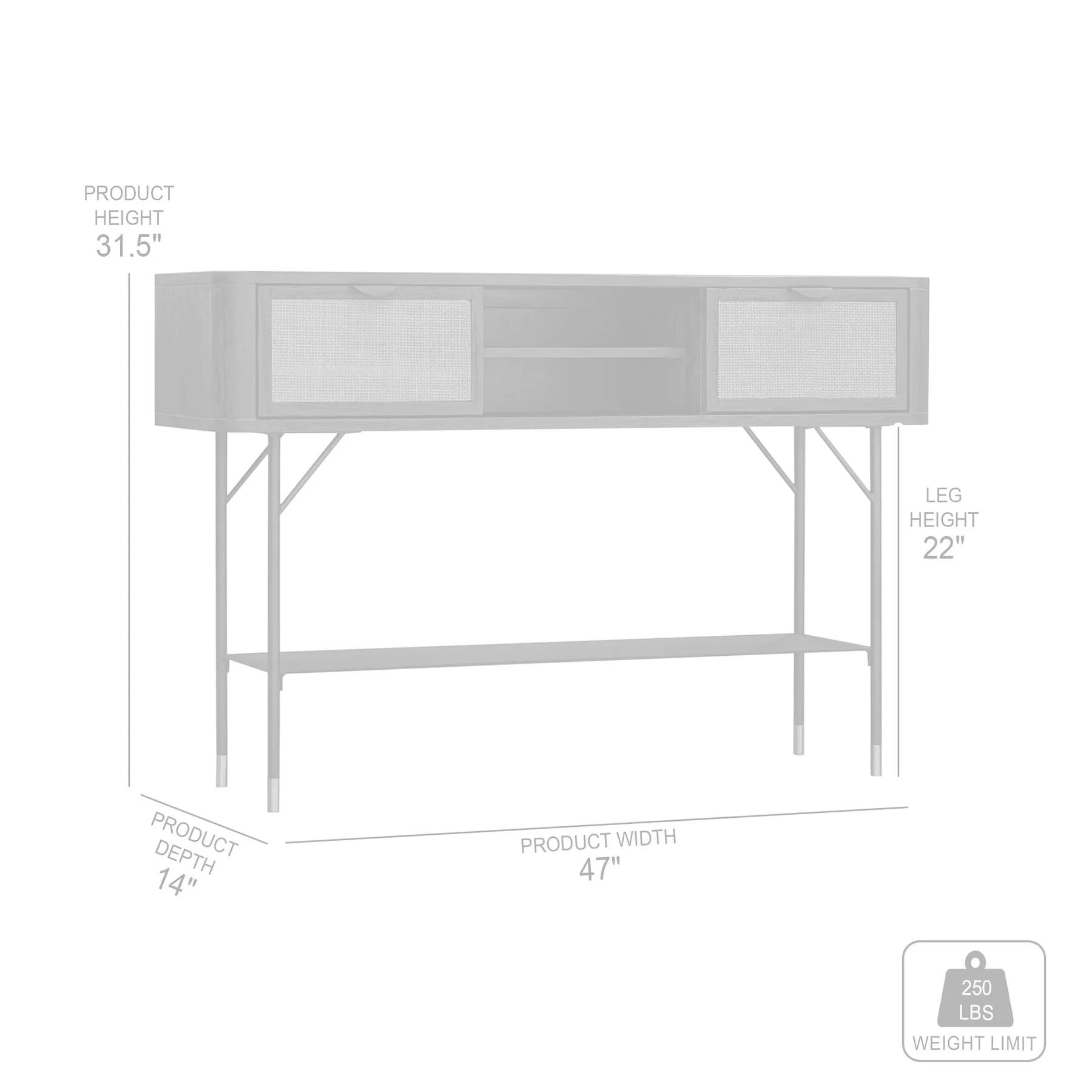 Saratoga Console Table in Black Acacia with Rattan - Image 6