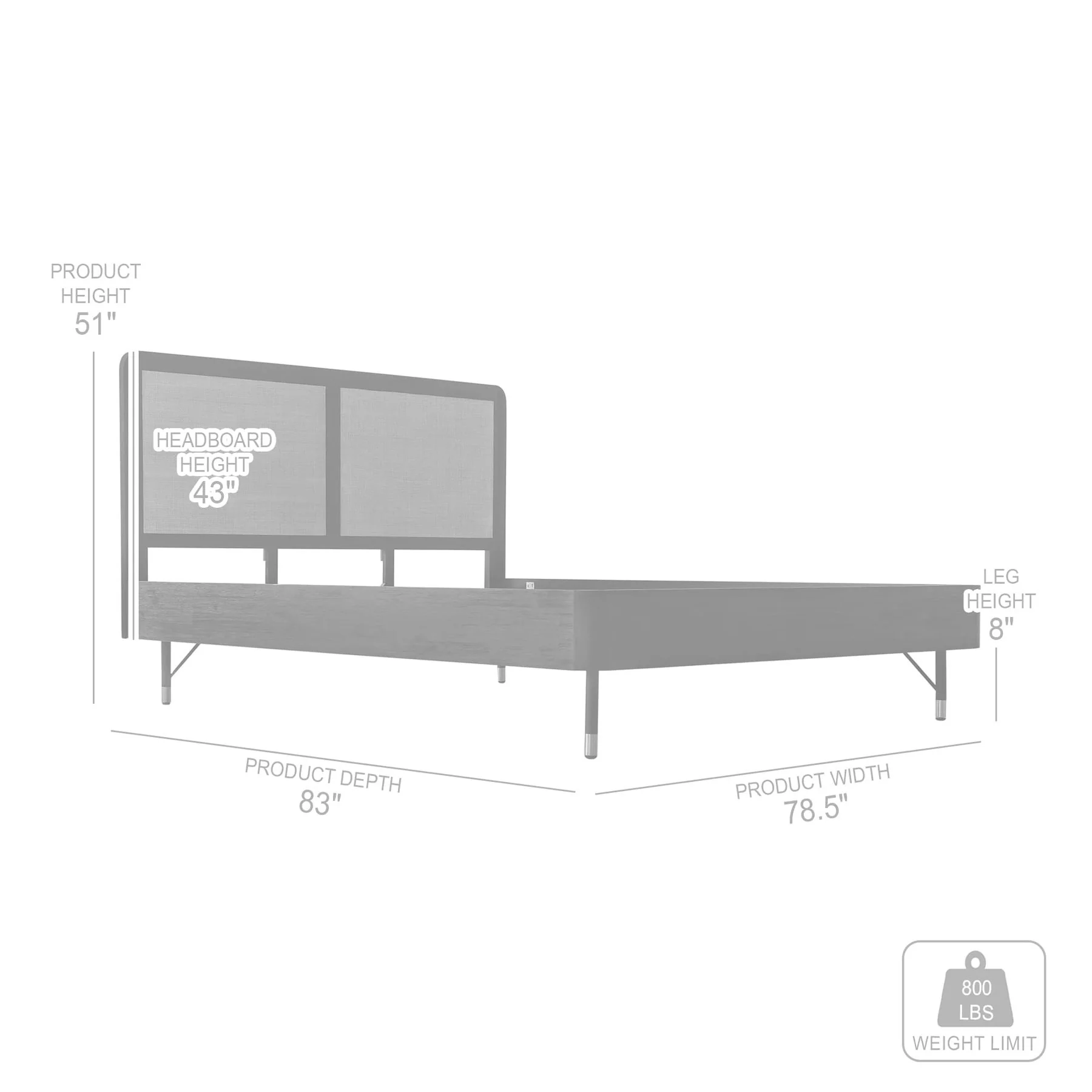 Saratoga King Platform Frame Bed in Black Acacia with Rattan Headboard - Image 6