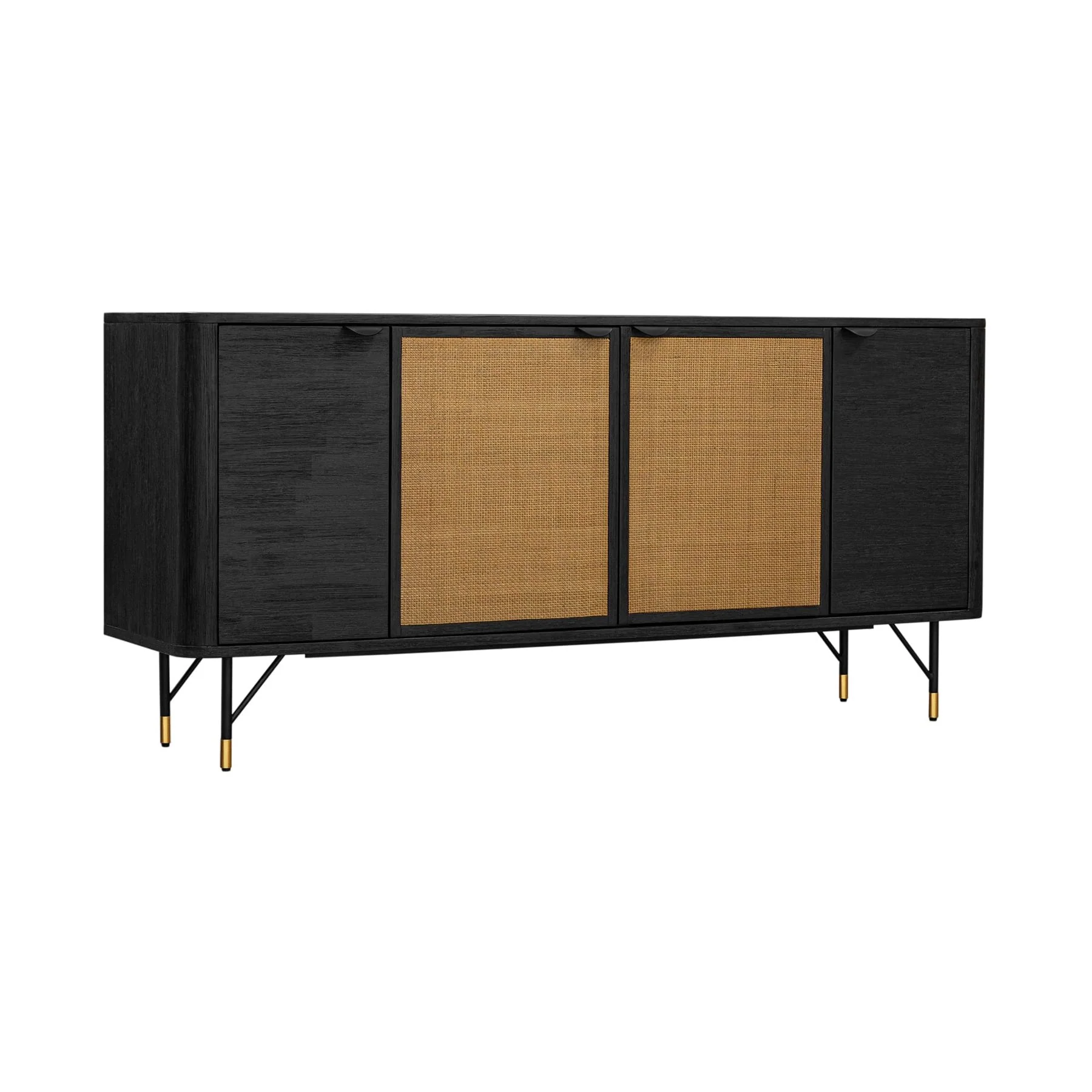 Saratoga Sideboard Buffet in Black Acacia with Rattan - Image 2