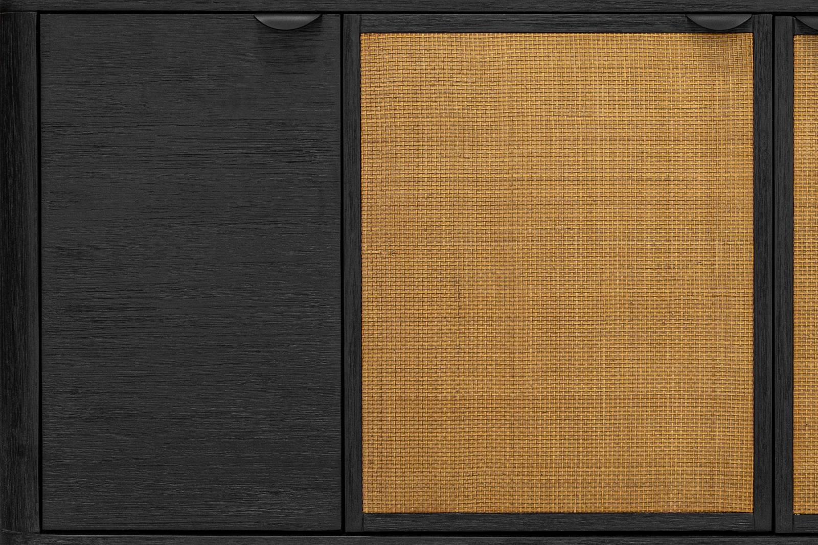 Saratoga Sideboard Buffet in Black Acacia with Rattan - Image 4