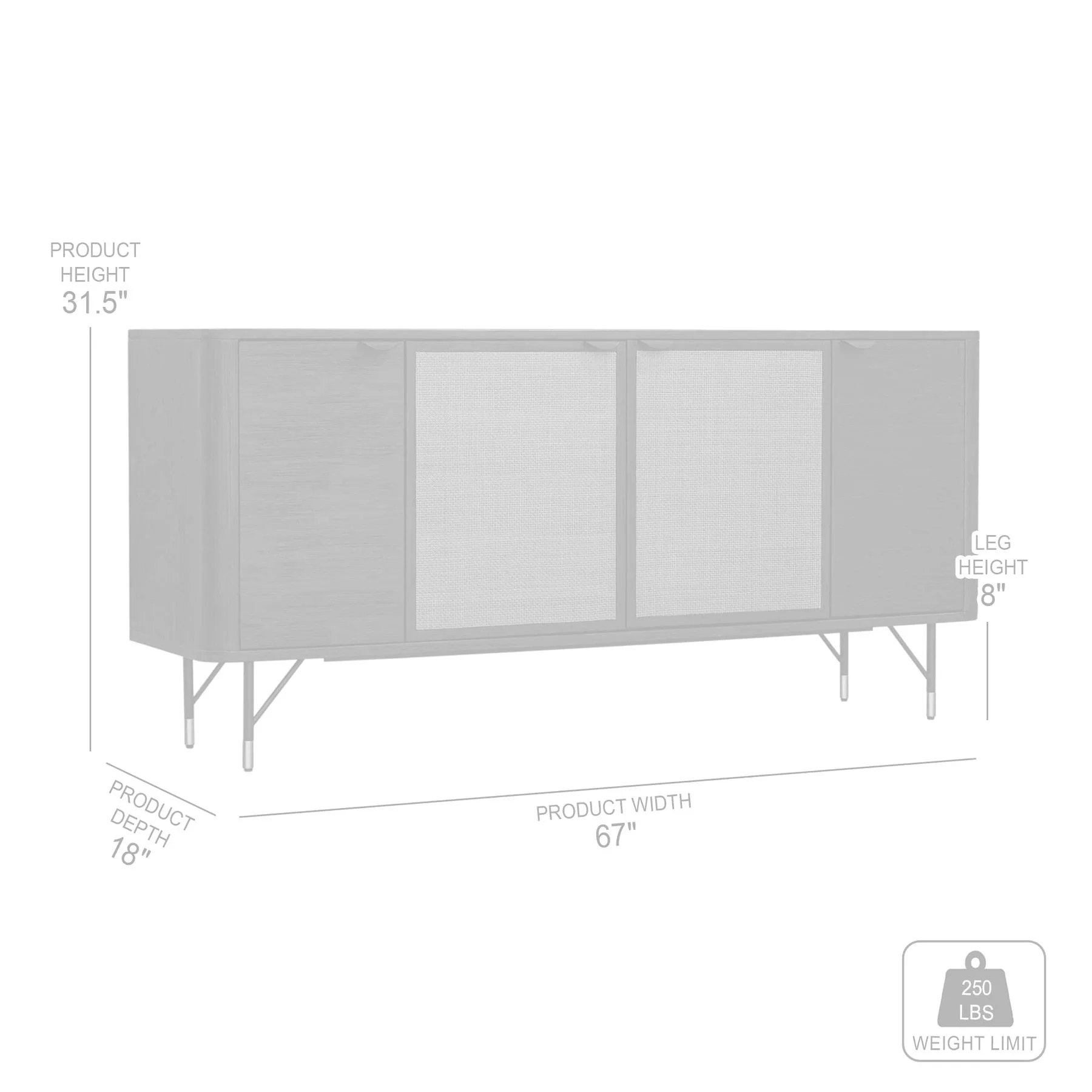 Saratoga Sideboard Buffet in Black Acacia with Rattan - Image 6