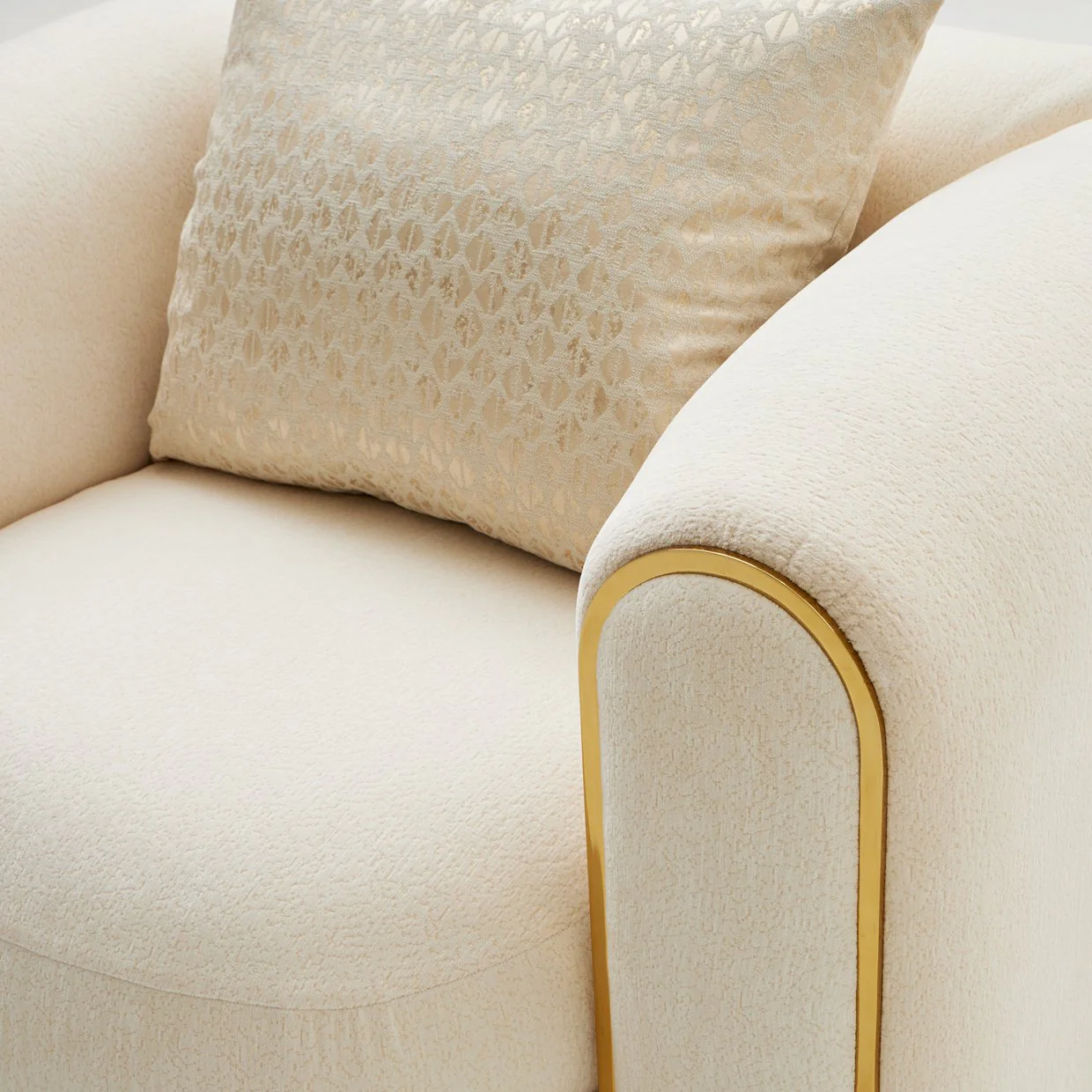 Sassani Accent Chair - Crepe/Gold - Image 10