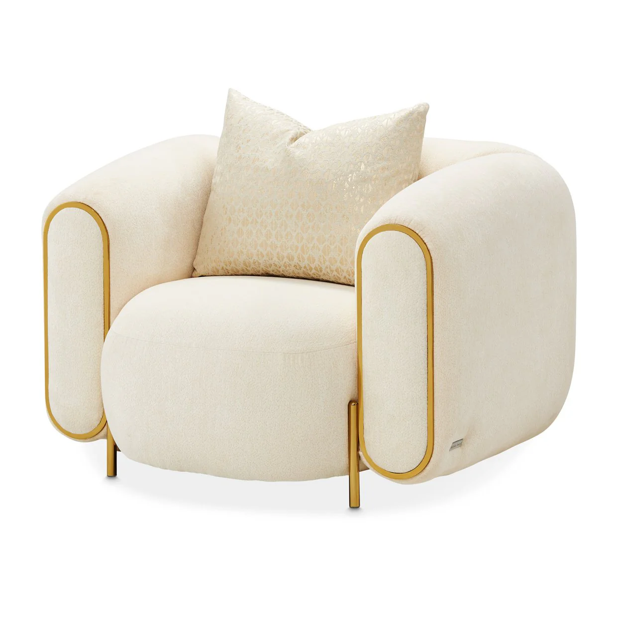 Sassani Accent Chair - Crepe/Gold - Image 15