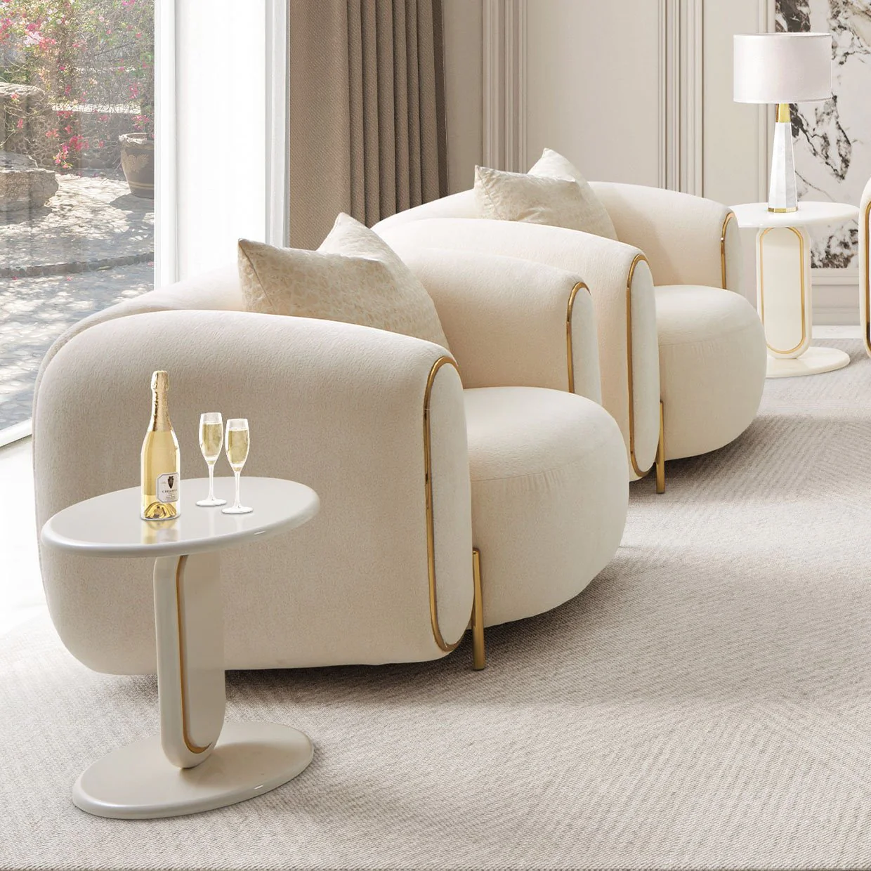 Sassani Accent Chair - Crepe/Gold - Image 16