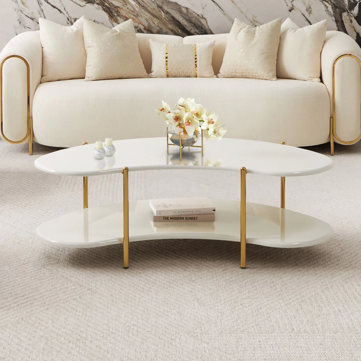Sassani Cocktail Table - Pearl White/Gold - Image 13