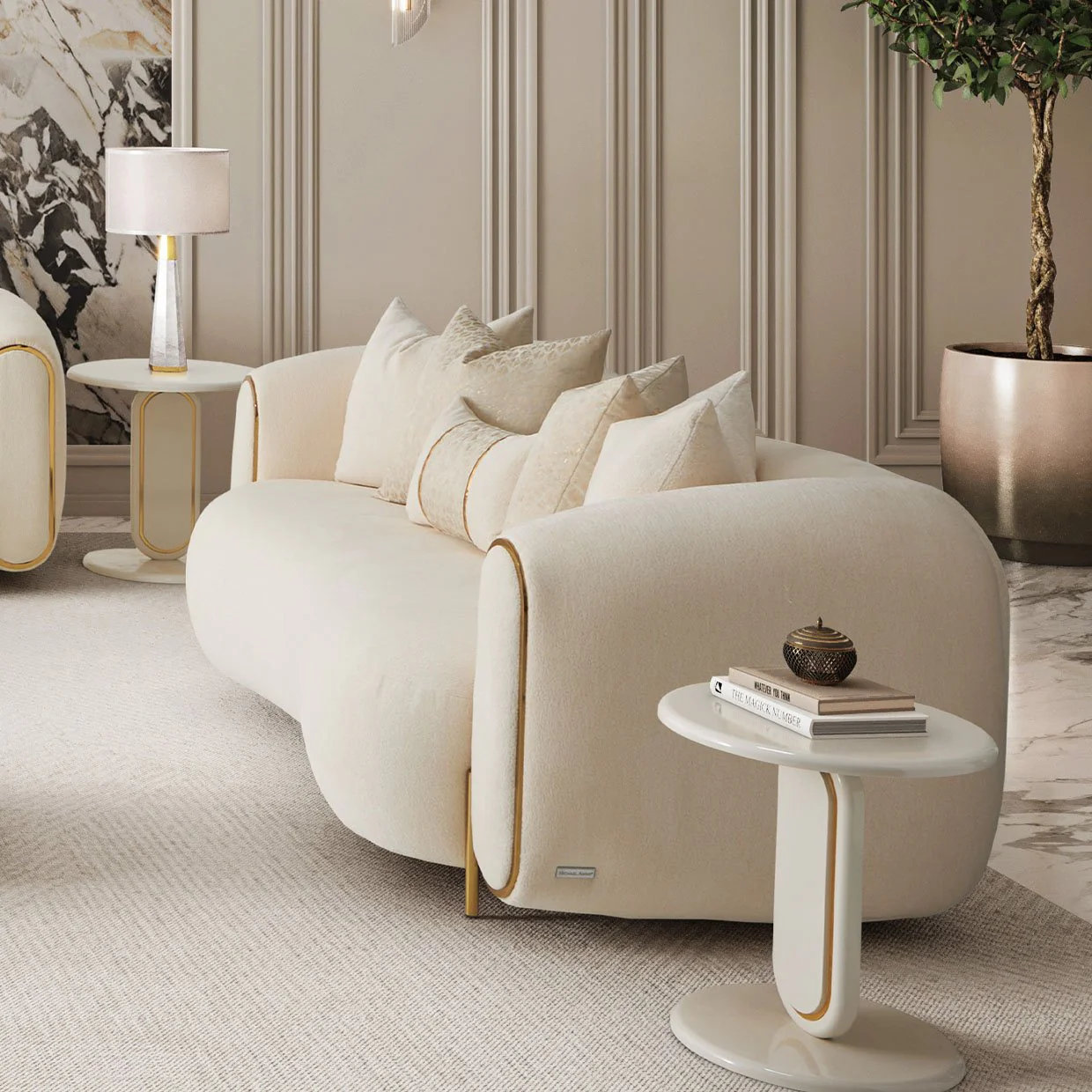 Sassani Loveseat - Crepe/Gold - Image 20