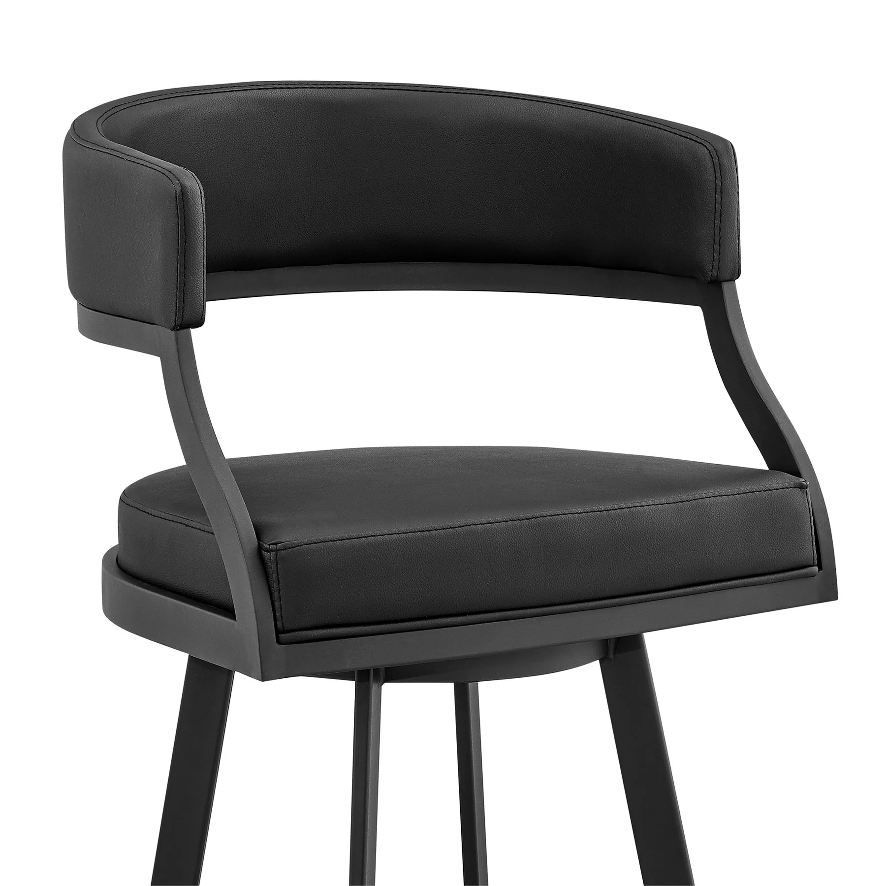 Saturn 26" Counter Height Swivel Black Faux Leather and Metal Bar Stool - Image 6