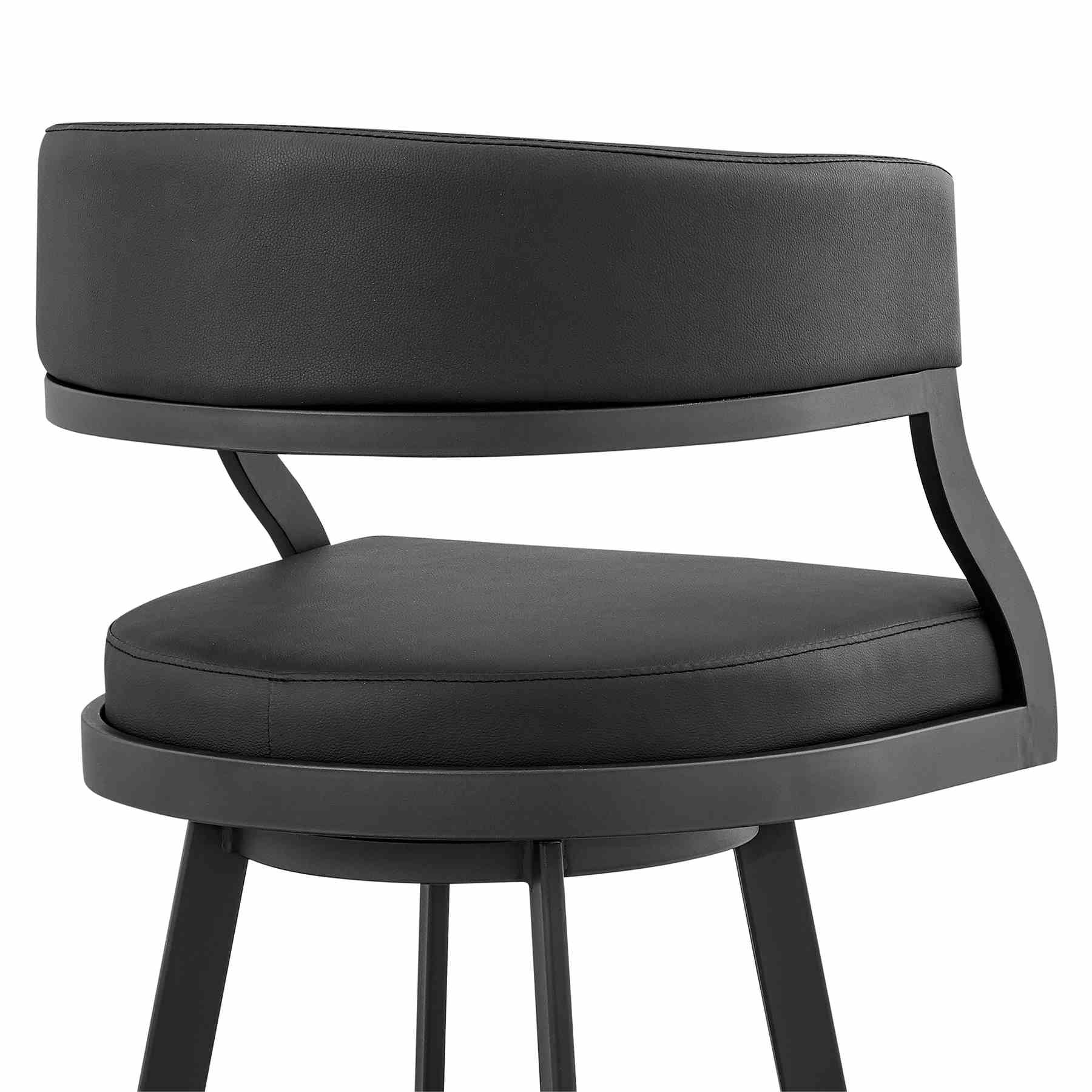 Saturn 26" Counter Height Swivel Black Faux Leather and Metal Bar Stool - Image 7