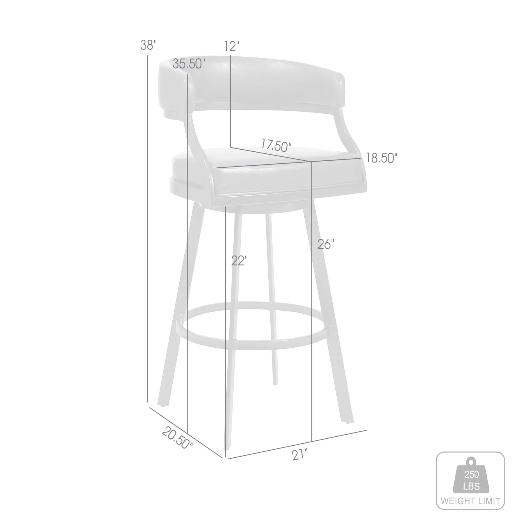 Saturn 26" Counter Height Swivel Gray Faux Leather and Black Metal Bar Stool - Image 11
