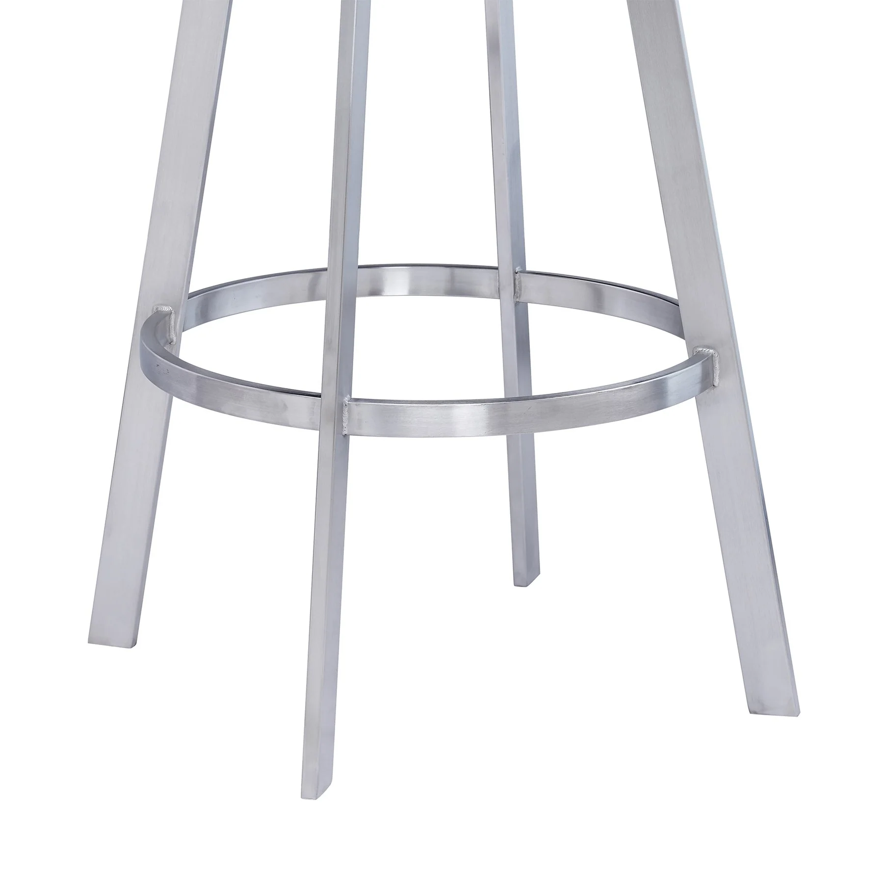 Saturn 26" Counter Height Swivel Gray Faux Leather and Brushed Stainless Steel Bar Stool - Image 7