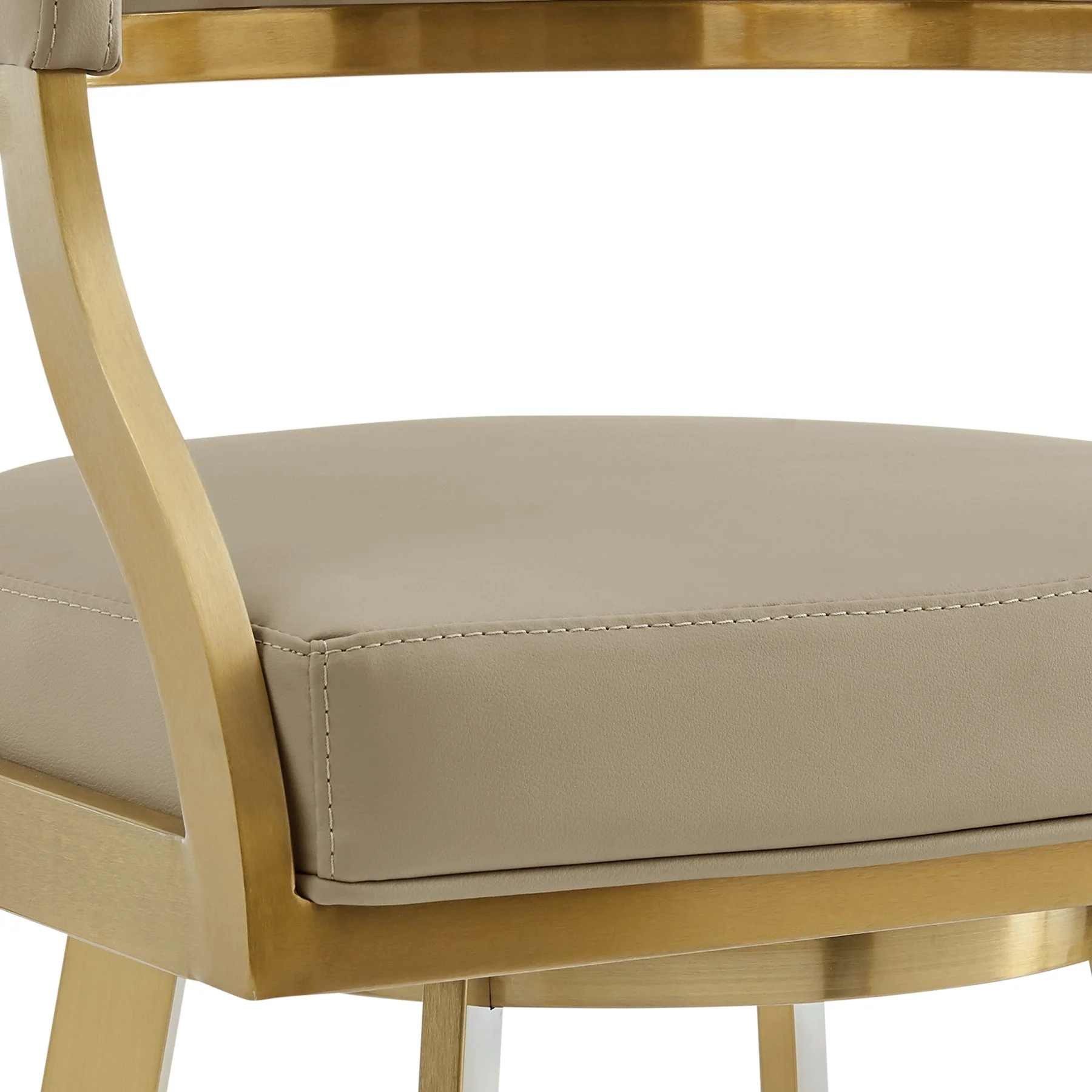 Saturn 26" Swivel Counter Stool with Gold Brushed Stainless Steel and Light Sand Faux Leather - Image 6