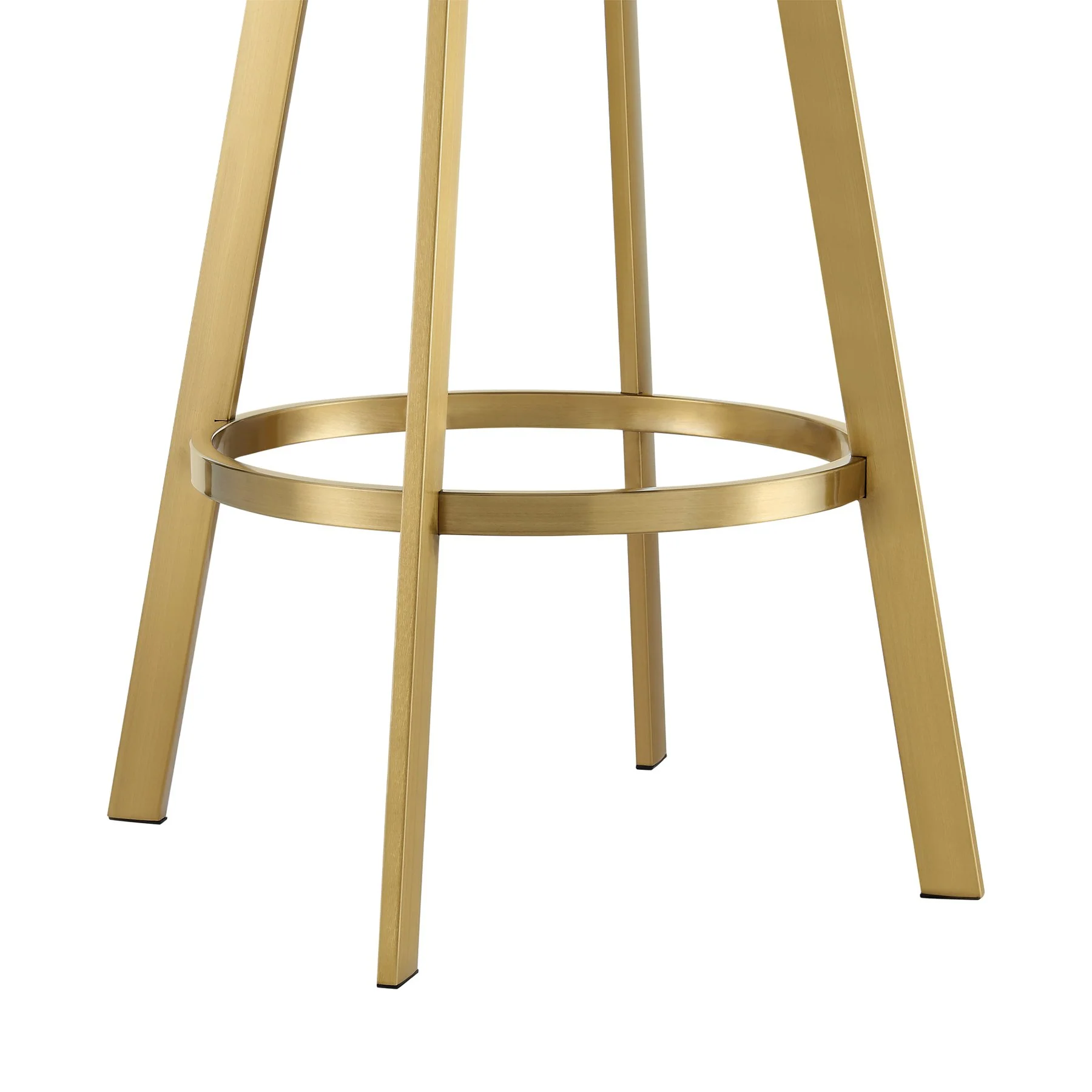 Saturn 26" Swivel Counter Stool with Gold Brushed Stainless Steel and White Faux Leather - Image 8