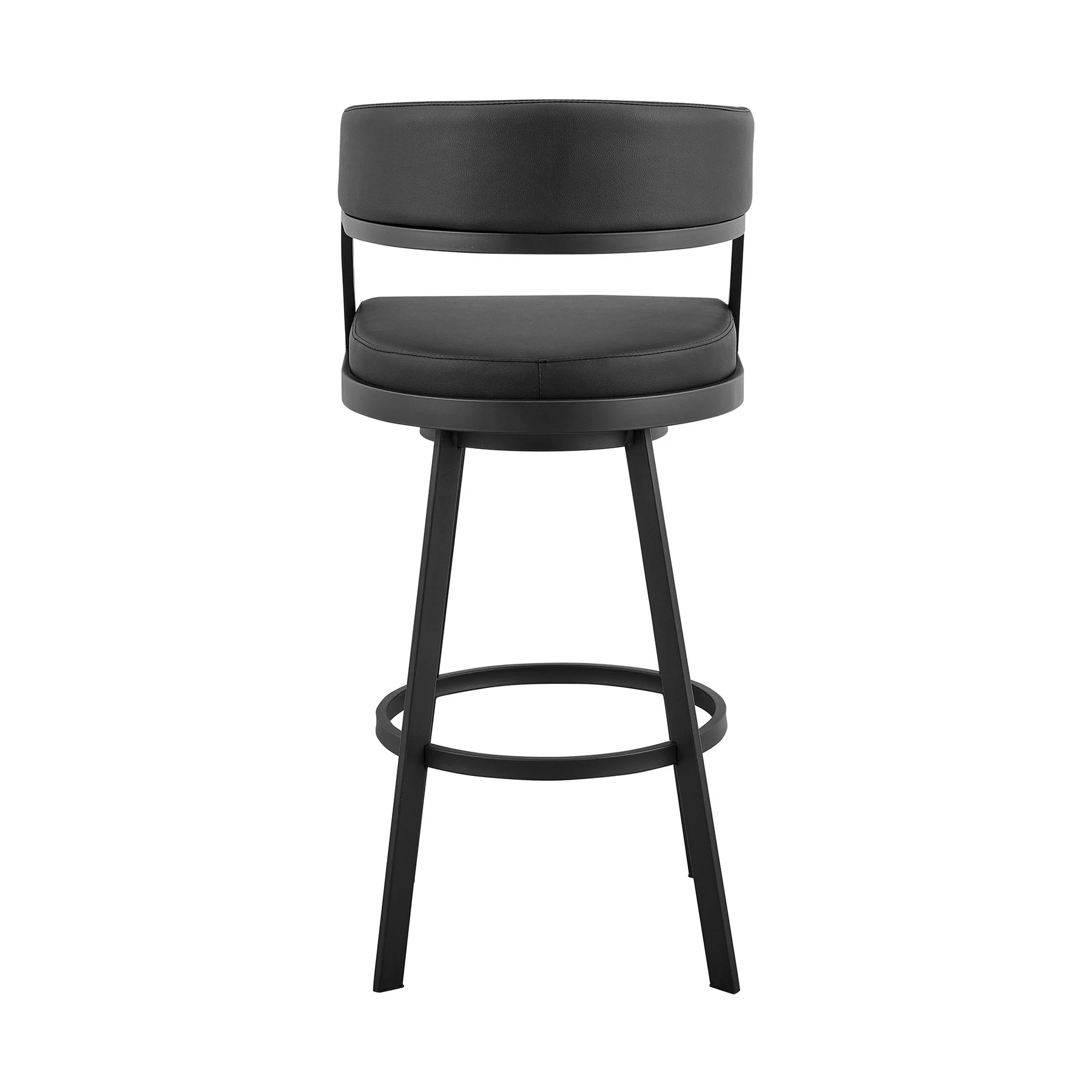 Saturn 30" Bar Height Swivel Black Faux Leather and Metal Bar Stool - Image 5