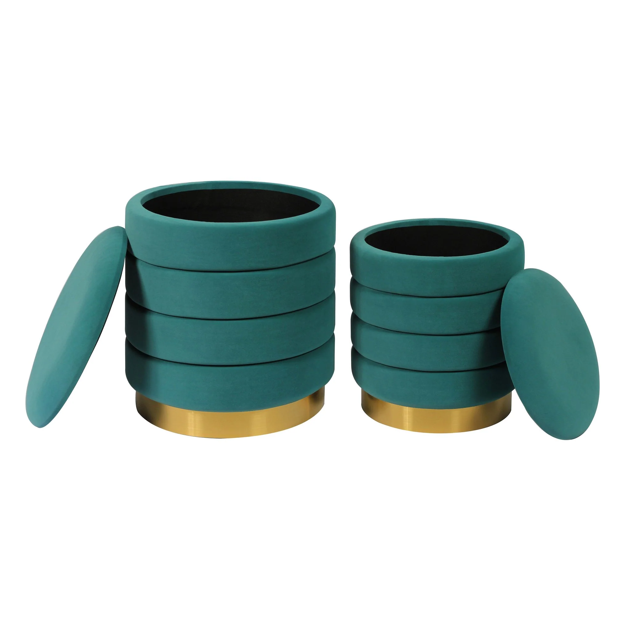 Saturn Teal Storage Ottomans - Set of 2 - Image 3