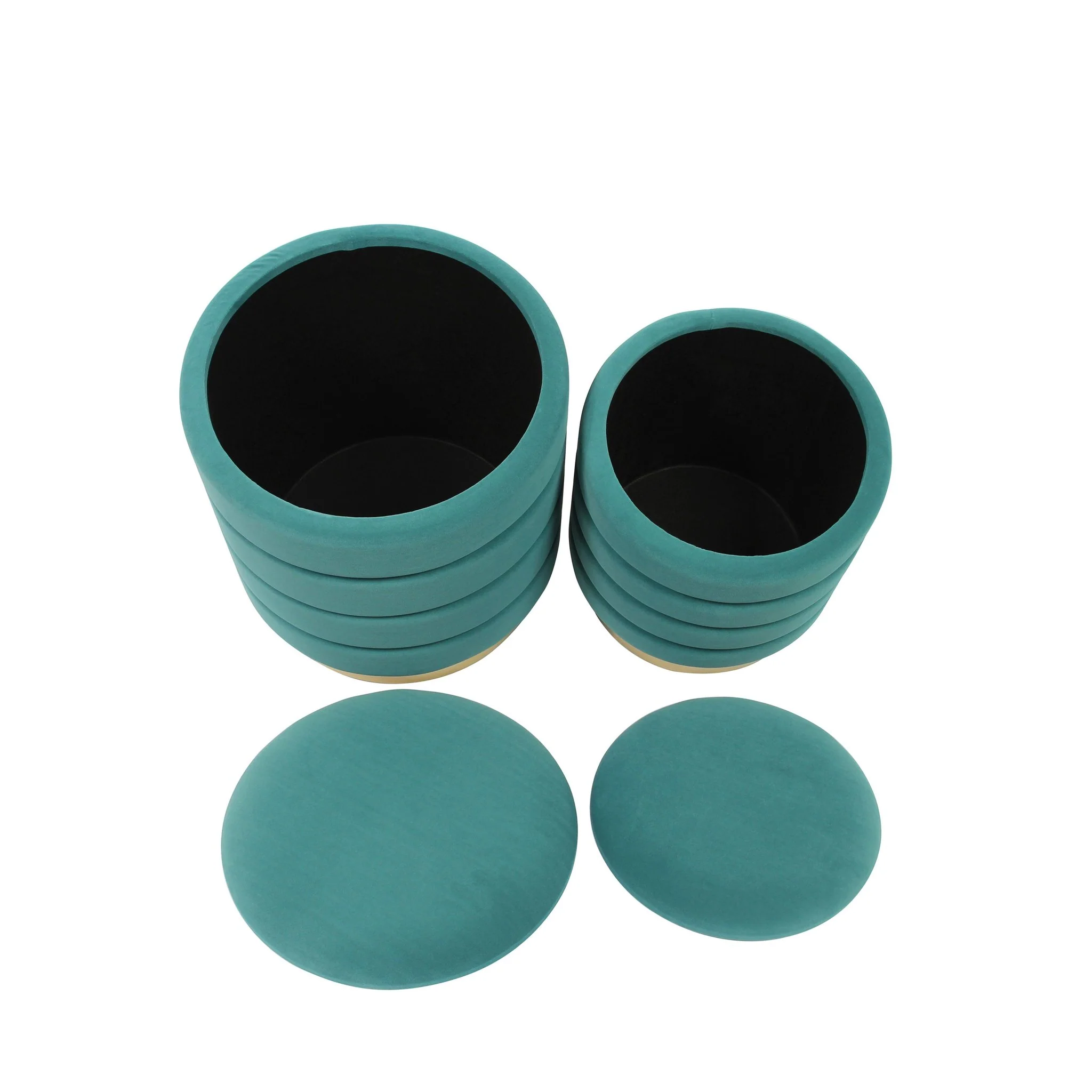 Saturn Teal Storage Ottomans - Set of 2 - Image 5