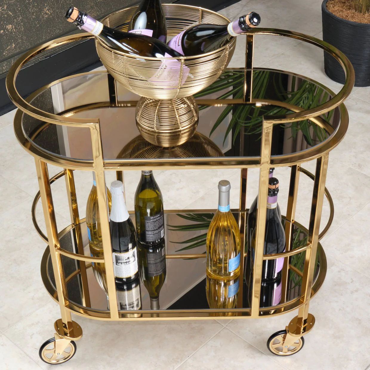 Savannah Breeze Bar Cart - Bright Gold - Image 2