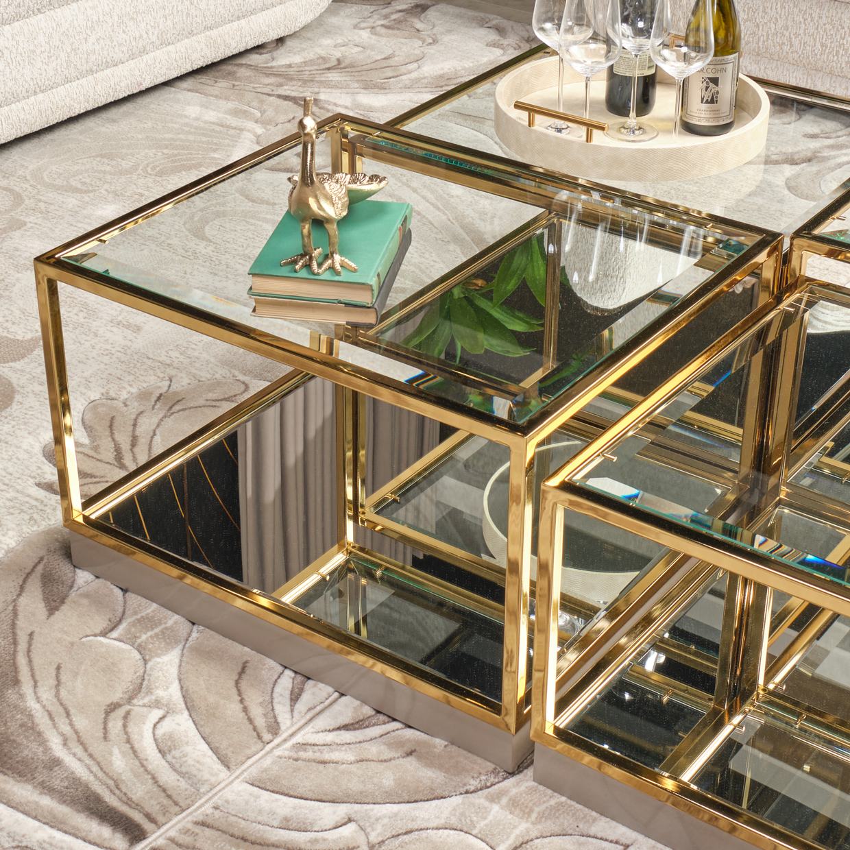 Savannah Breeze Tall Cocktail Table, Set of 2 - Bright Gold - Image 2
