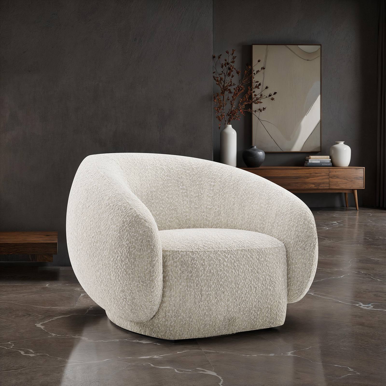 Savino Swivel Chair, Beige - Image 2