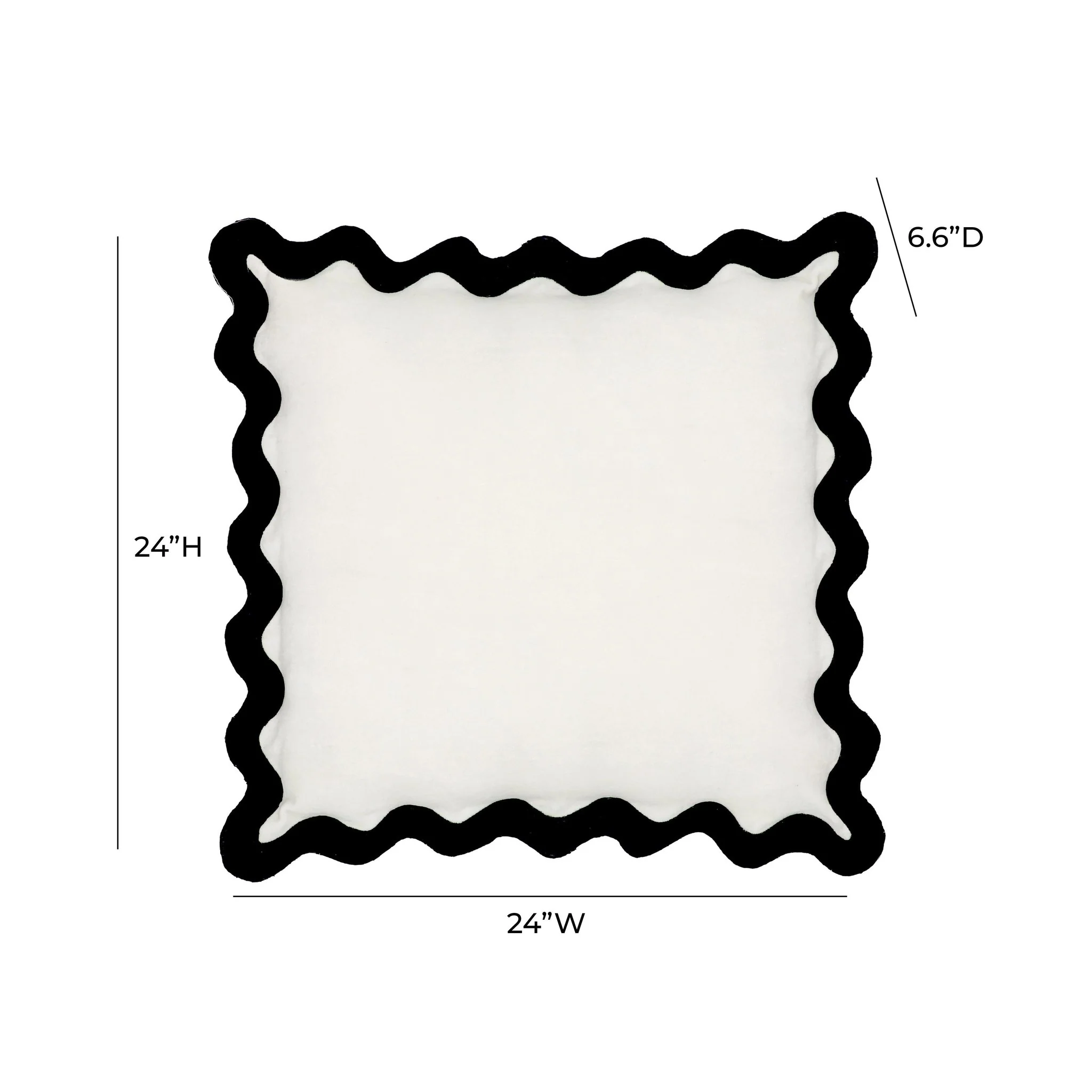 Scalloped Edge Black and White Cotton Velvet Throw Pillow - Image 11