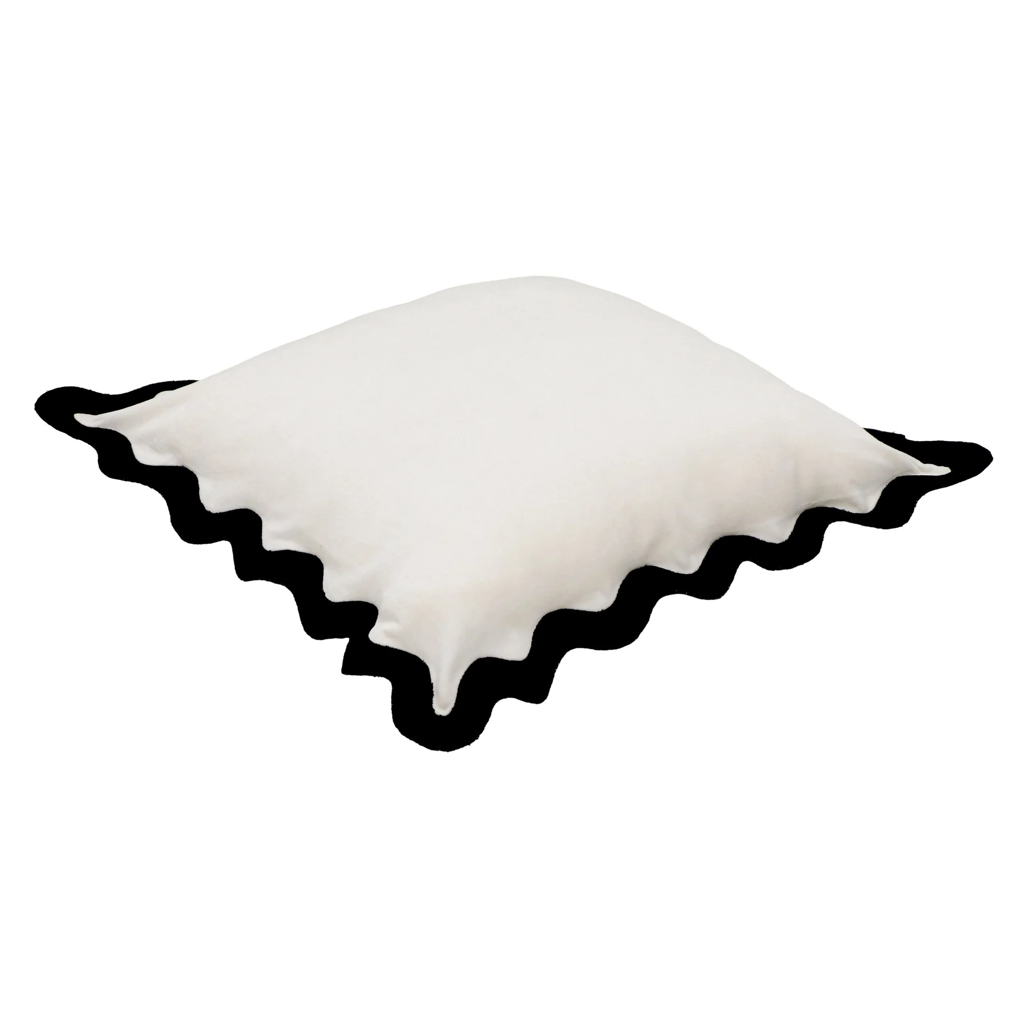 Scalloped Edge Black and White Cotton Velvet Throw Pillow - Image 3